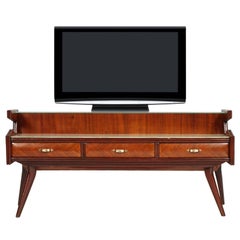 Midcentury Console in Walnut, Attributed to Dassi, circa 1954
