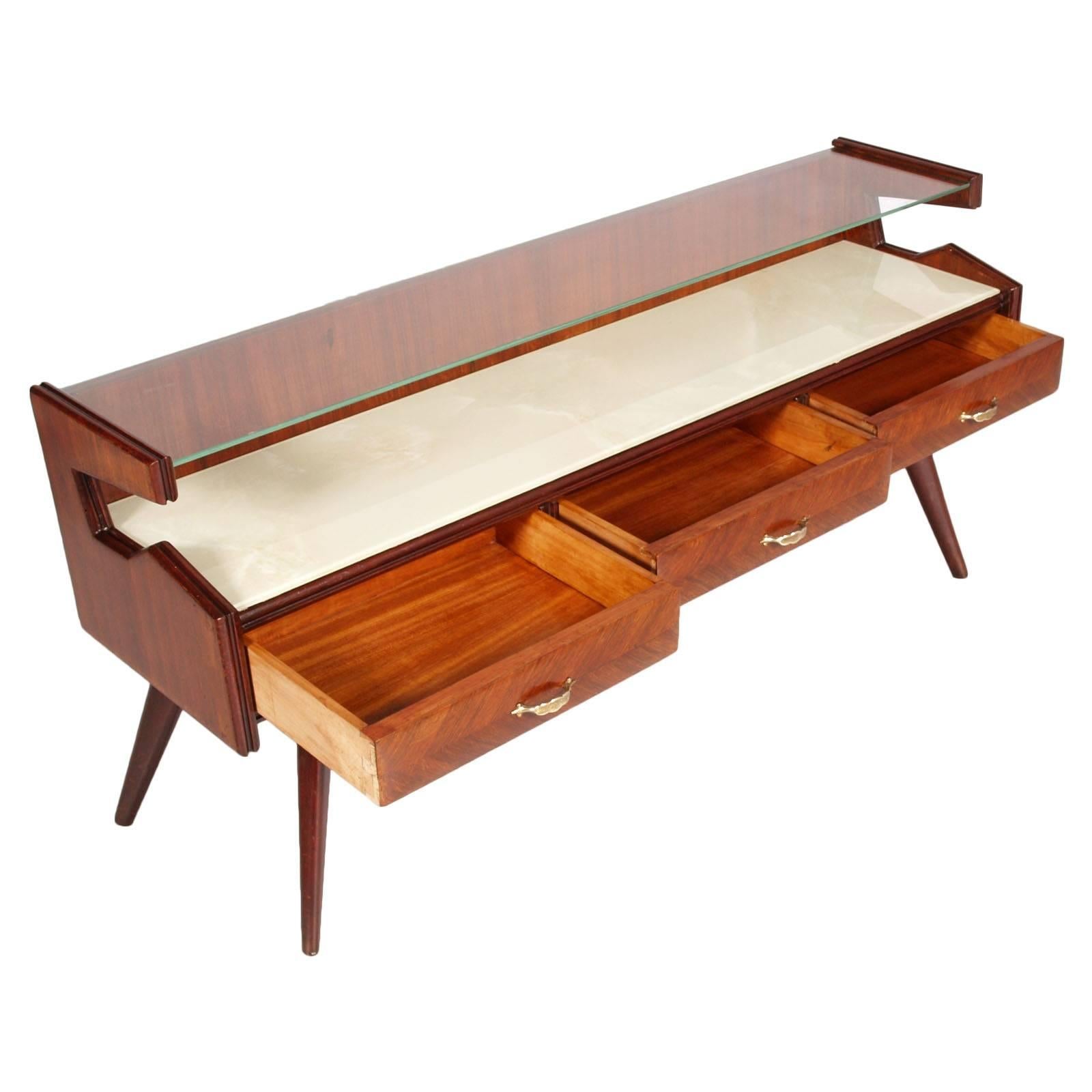 Mid-Century Modern Midcentury Console in Walnut, Attributed to Dassi, circa 1954 For Sale