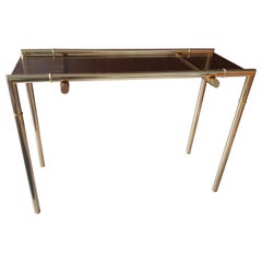 Midcentury Console Nickel and Smoked Glass, France, 1960s