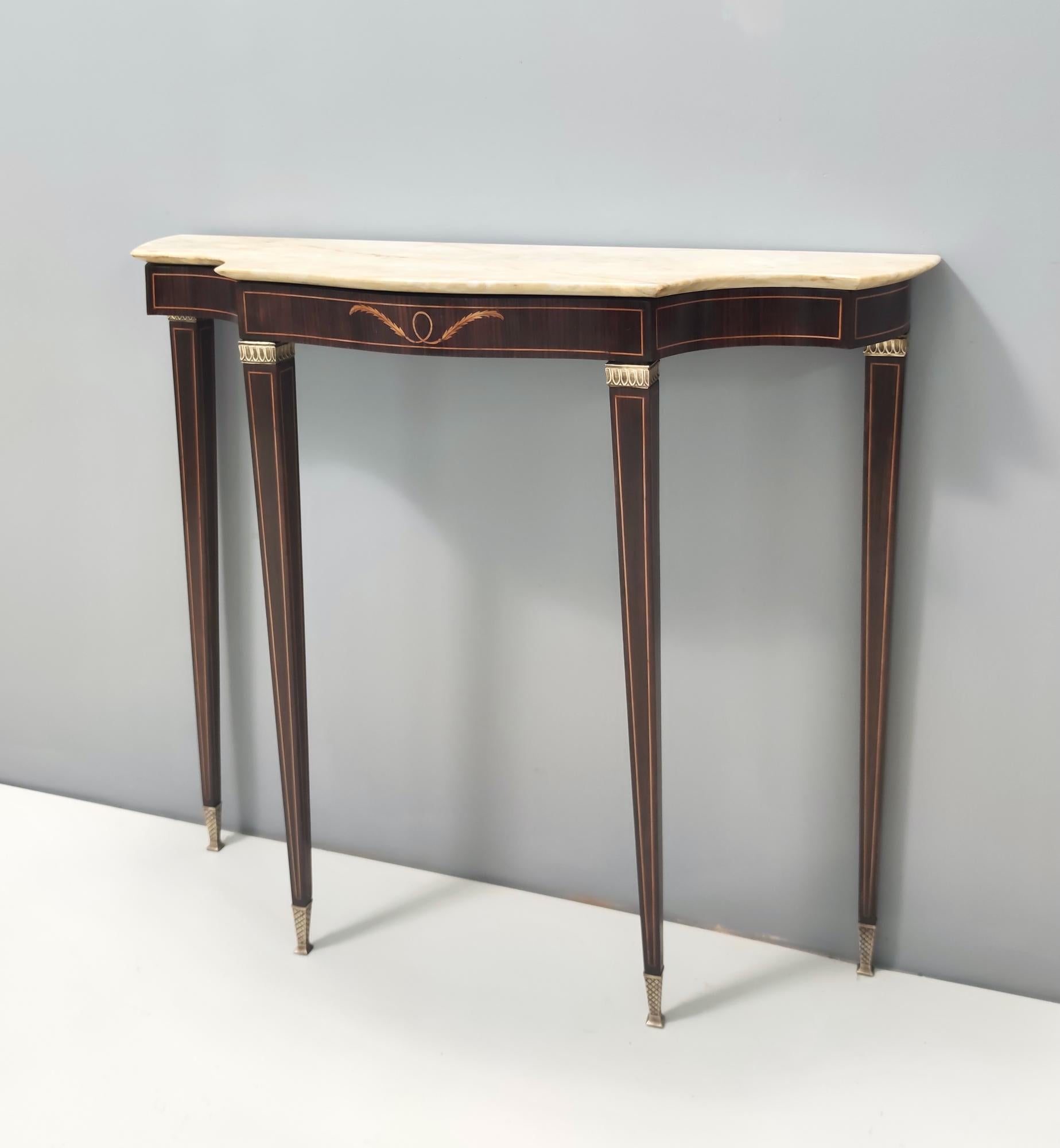 Italian Midcentury Console Table by Paolo Buffa with a Portuguese Pink Marble Top, Italy