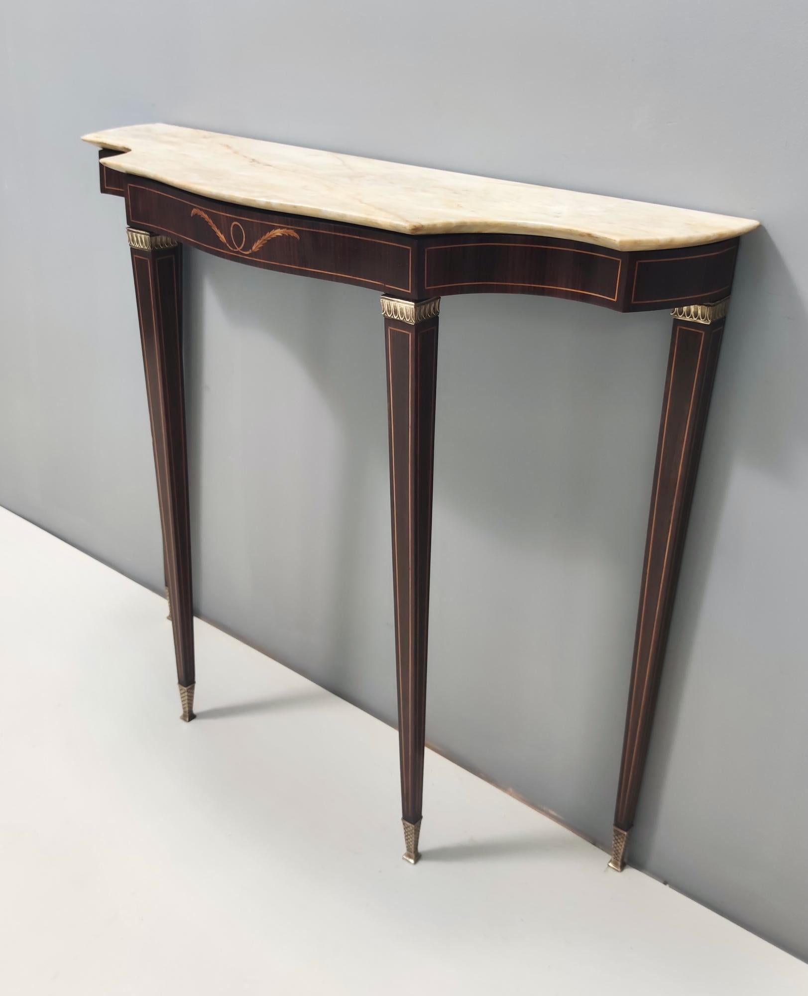 Midcentury Console Table by Paolo Buffa with a Portuguese Pink Marble Top, Italy In Good Condition In Bresso, Lombardy