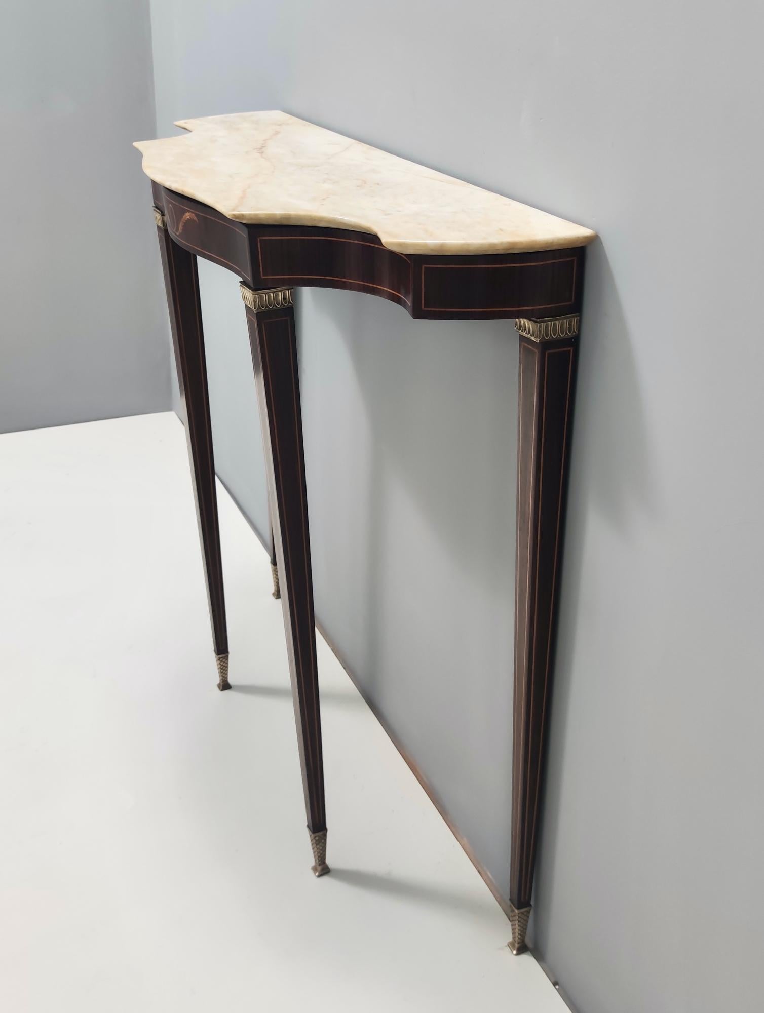Mid-20th Century Midcentury Console Table by Paolo Buffa with a Portuguese Pink Marble Top, Italy