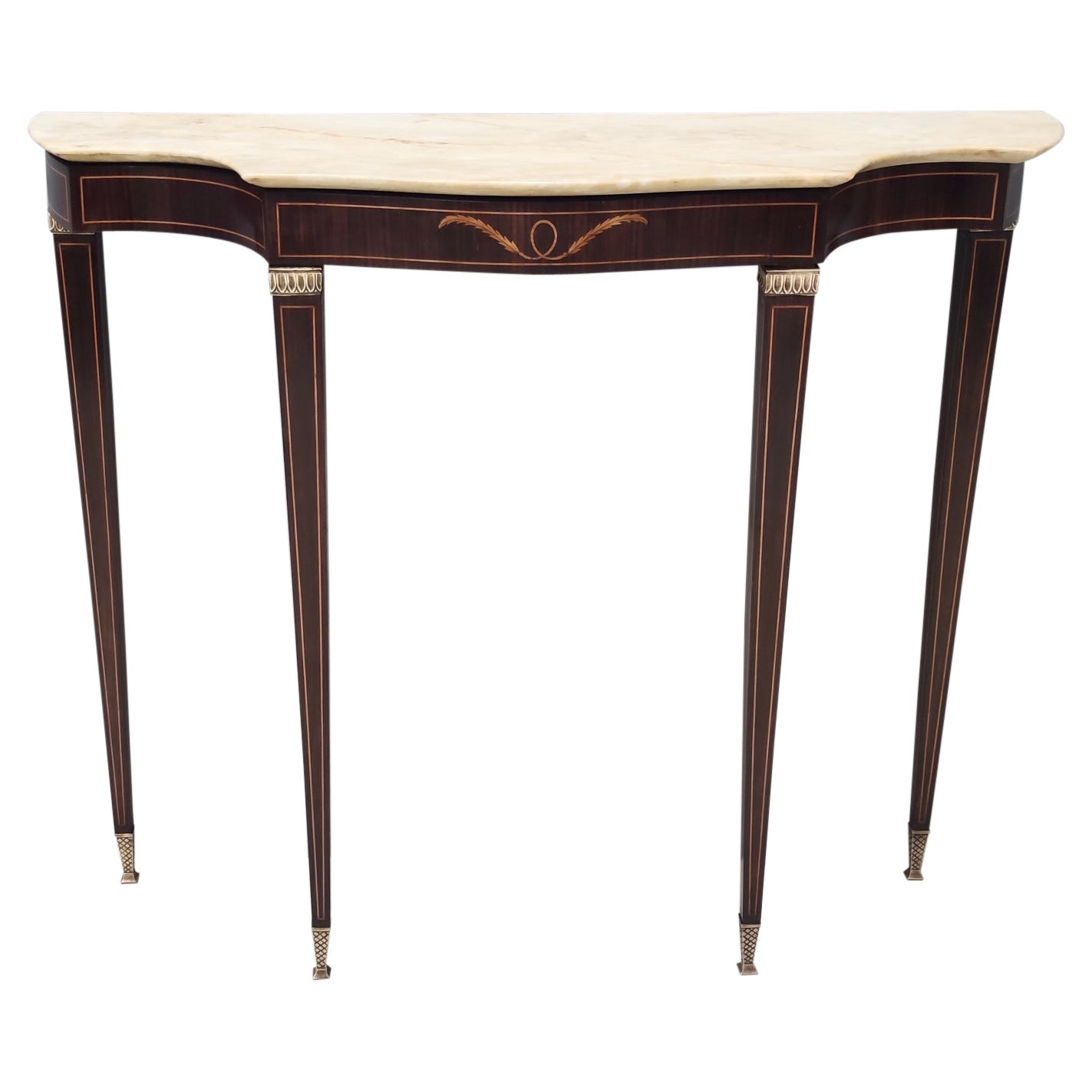 Midcentury Console Table by Paolo Buffa with a Portuguese Pink Marble Top, Italy