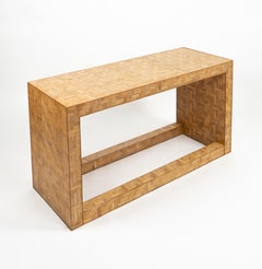 Midcentury Console Table in Bamboo and Rattan Vivai Del Sud Style, Italy 1970s