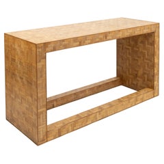 Midcentury Console Table in Bamboo and Rattan Vivai Del Sud Style, Italy 1970s