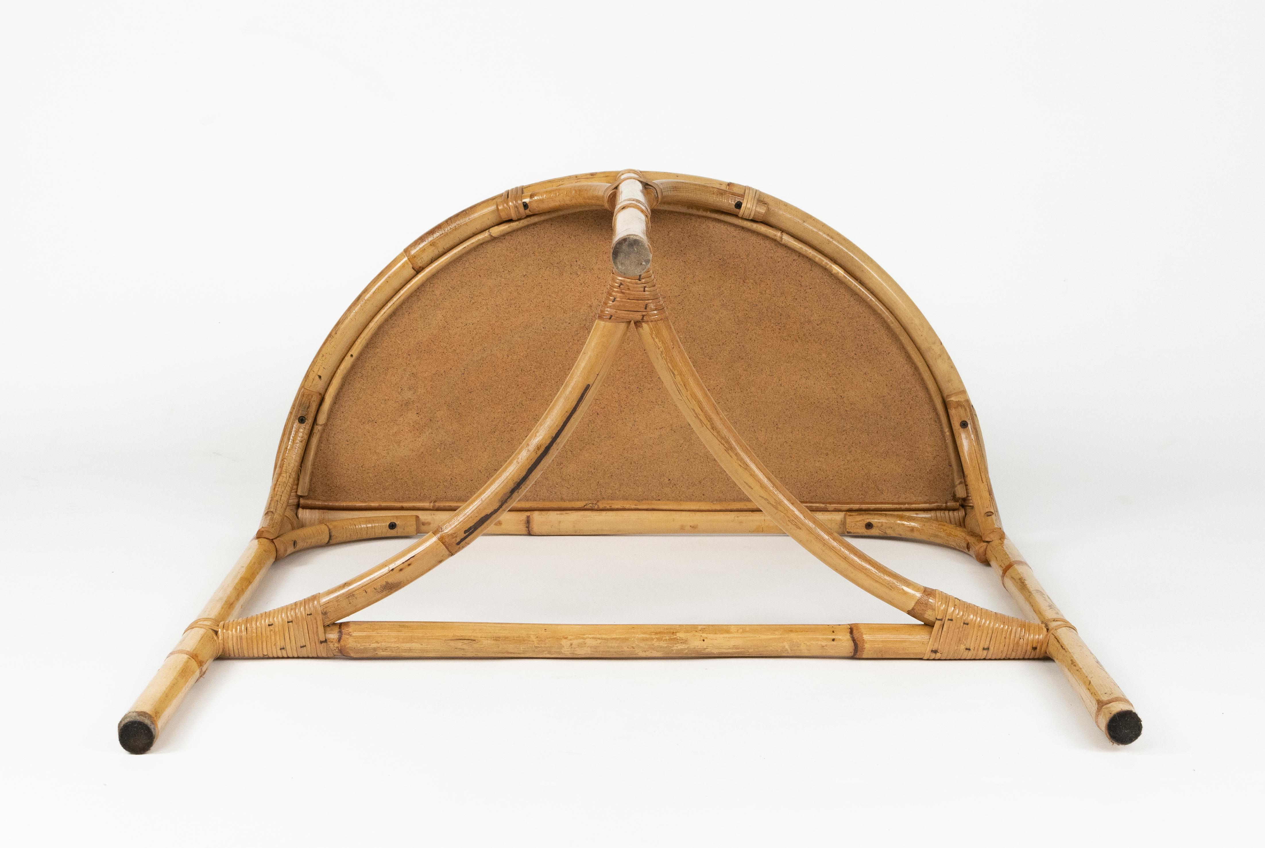 Midcentury Console Table in Rattan and Bamboo Franco Albini Style, Italy 1970s For Sale 5