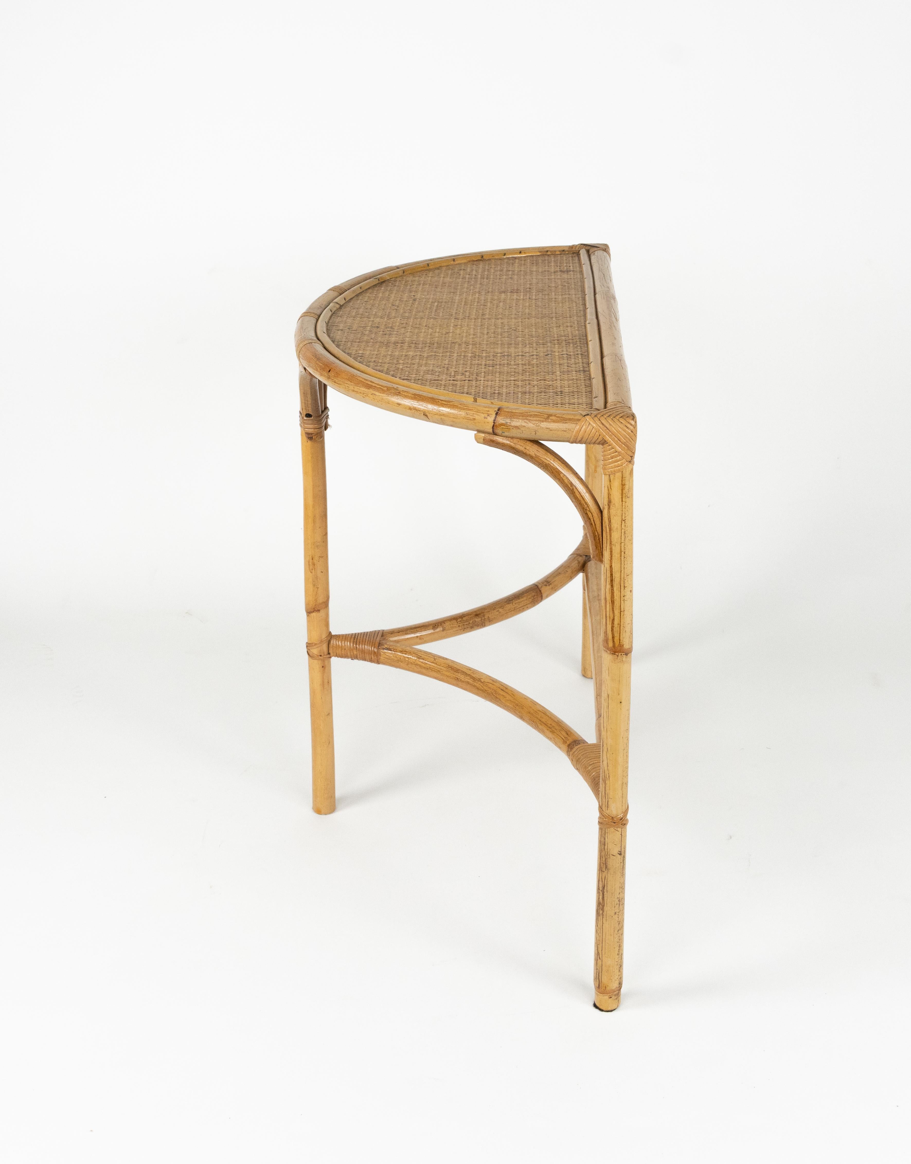 Midcentury Console Table in Rattan and Bamboo Franco Albini Style, Italy 1970s For Sale 2