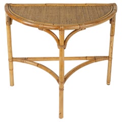 Midcentury Console Table in Rattan and Bamboo Franco Albini Style, Italy 1970s