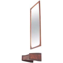 Midcentury Console with Matching Mirror in Rosewood, Made in Denmark