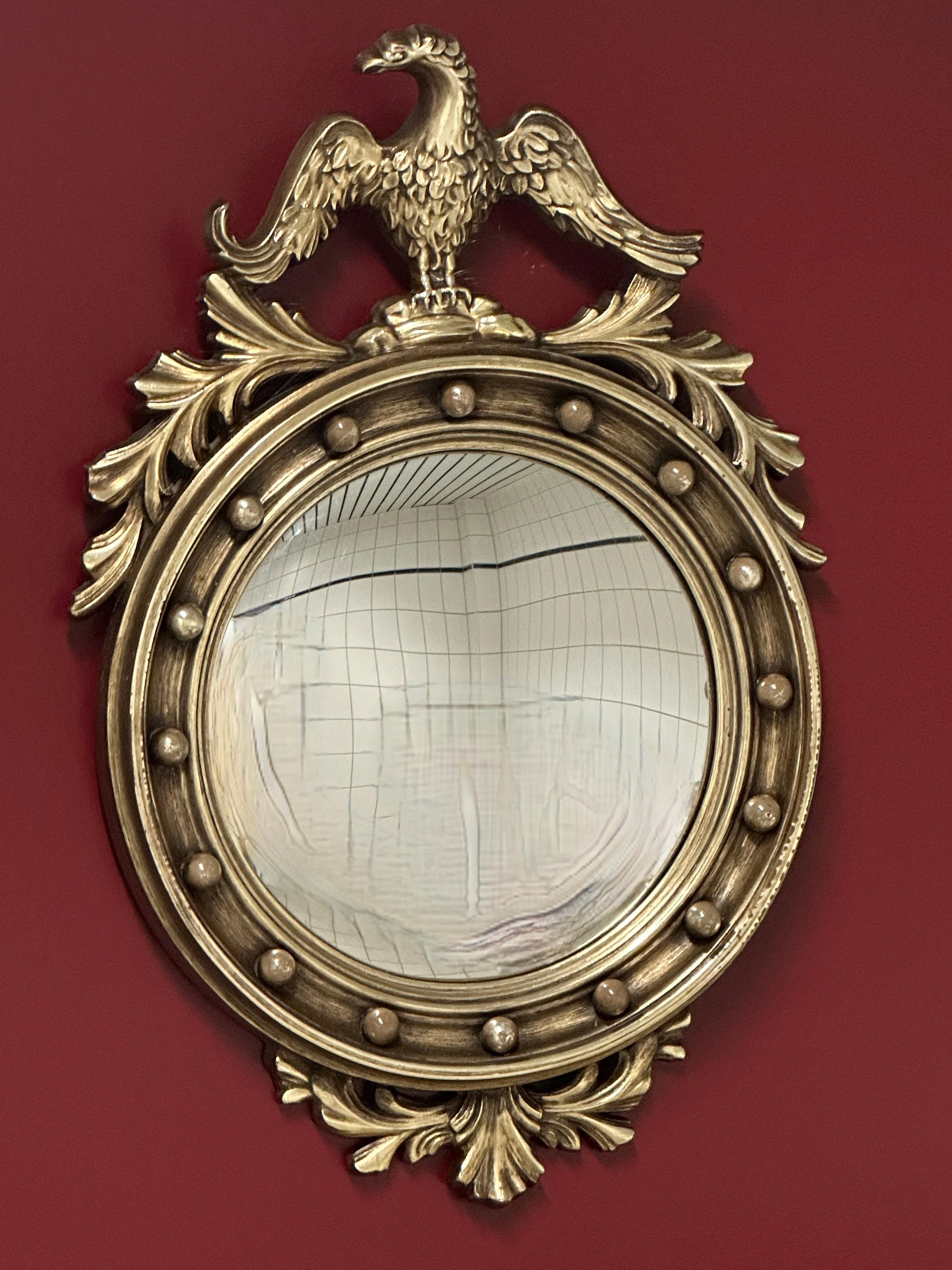 Gilt Midcentury Convex or Witch Eye Eagle Mirror, Belgium 1960s For Sale
