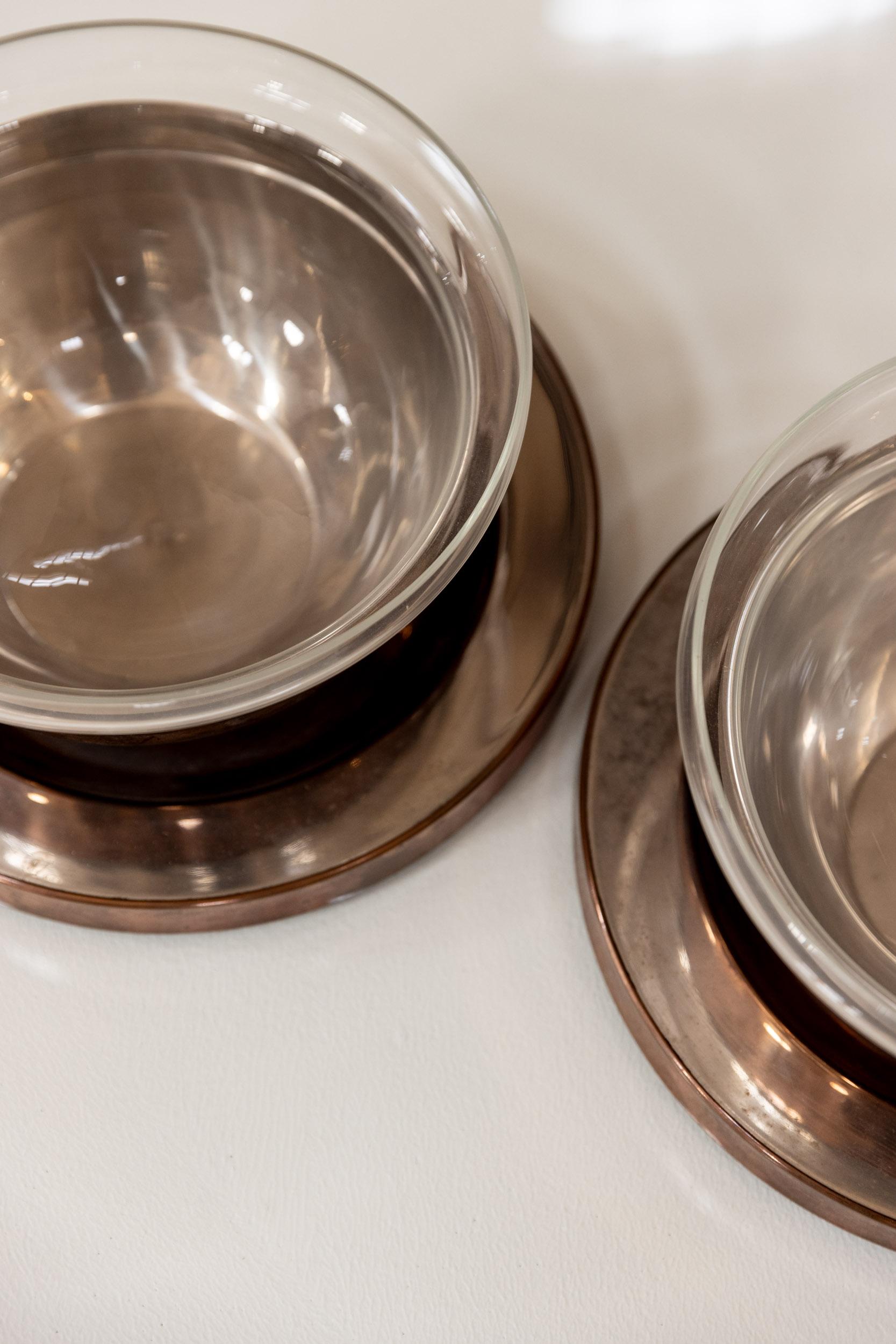 Midcentury copper and Barovier glass bowls designed by Gabriella Crespi, Italy  For Sale 2
