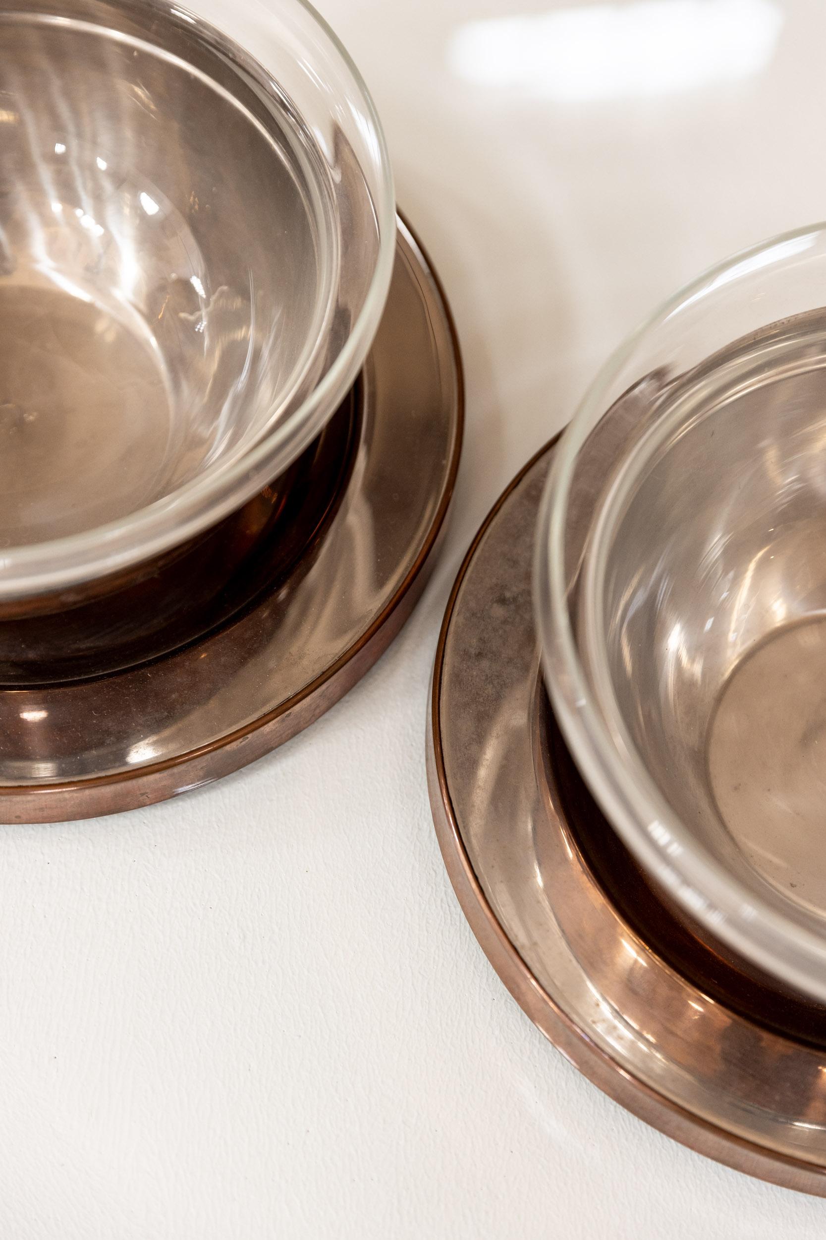 Midcentury copper and Barovier glass bowls designed by Gabriella Crespi, Italy  For Sale 3