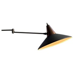 Midcentury Copper and Black Adjustable Wall Lamp