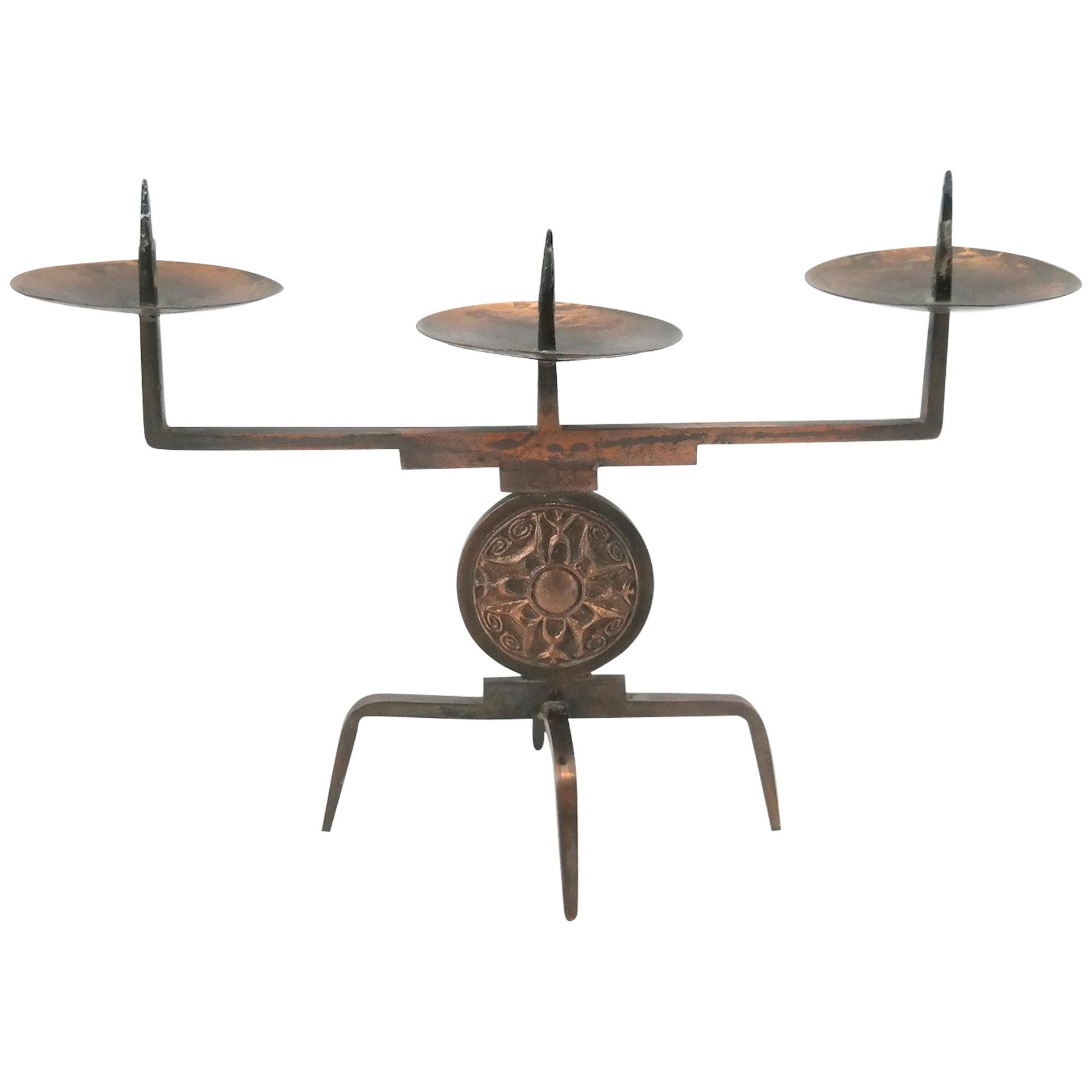 Midcentury Copper Candleholder by Gyula Szabo, 1970s For Sale