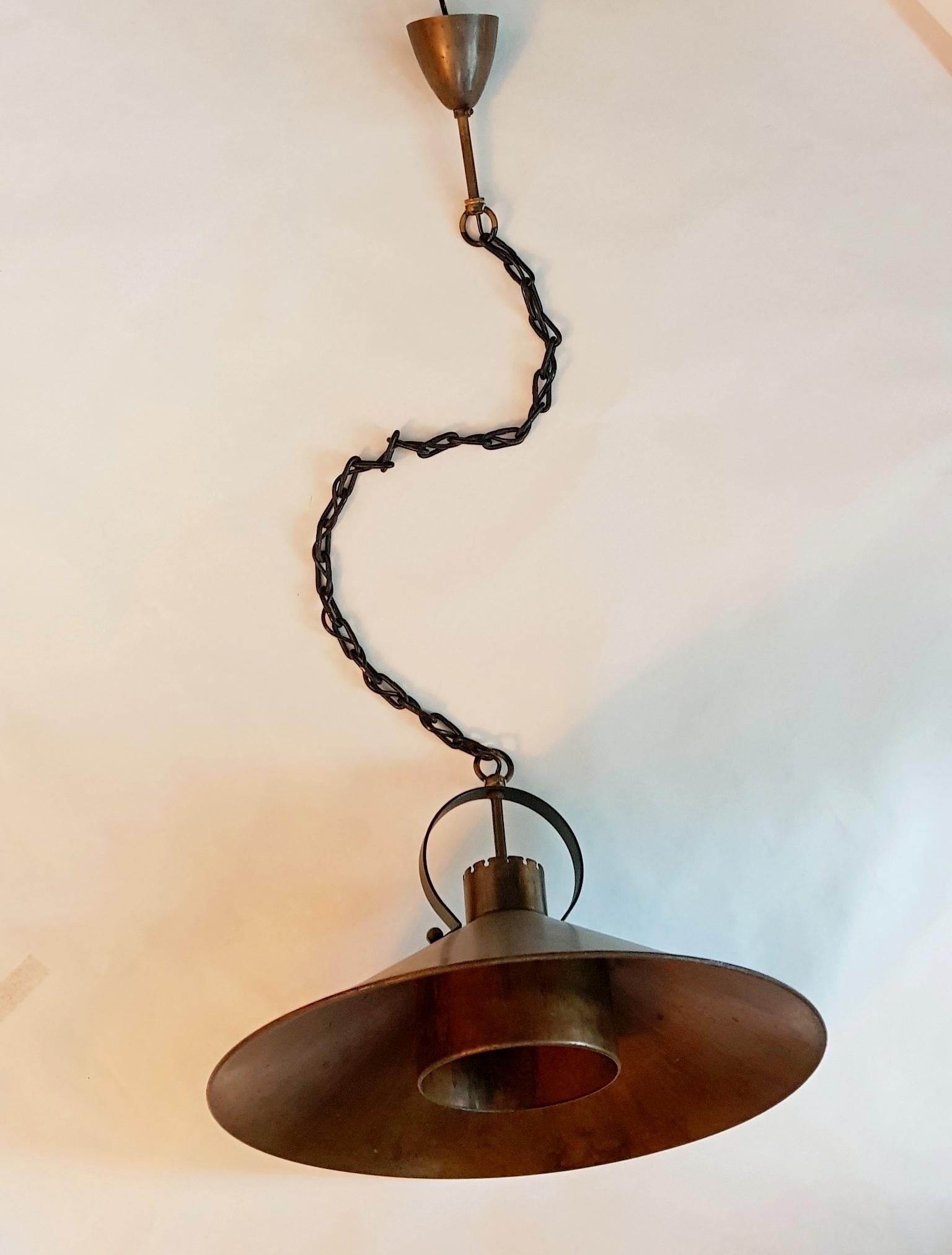 Scandinavian Modern Midcentury Copper Danish Ceiling Lamp
