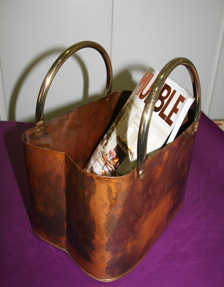 Midcentury Copper Magazine Rack with Brass Handles at 1stDibs | copper ...