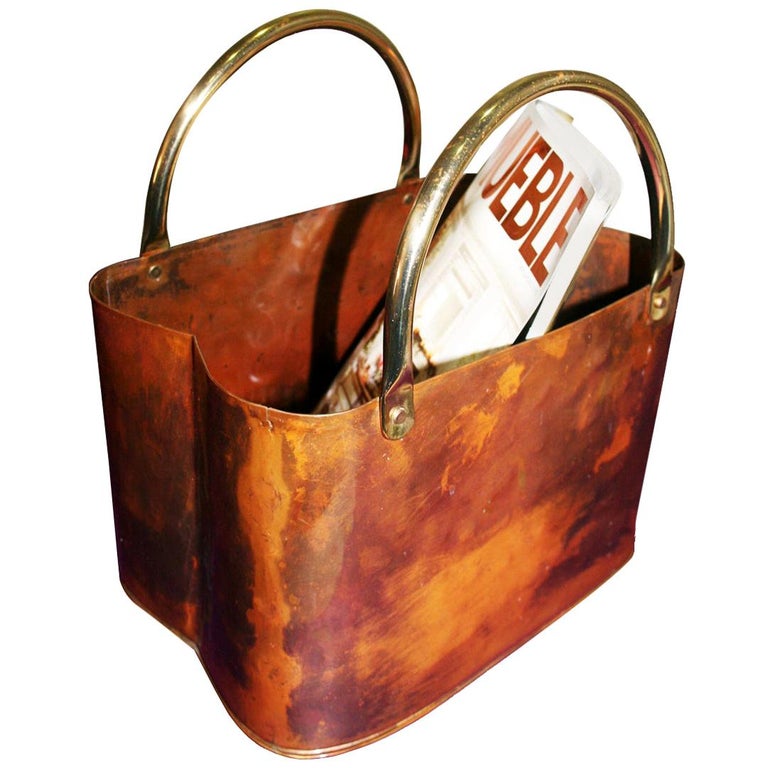 Midcentury Copper Magazine Rack with Brass Handles at 1stDibs | copper ...