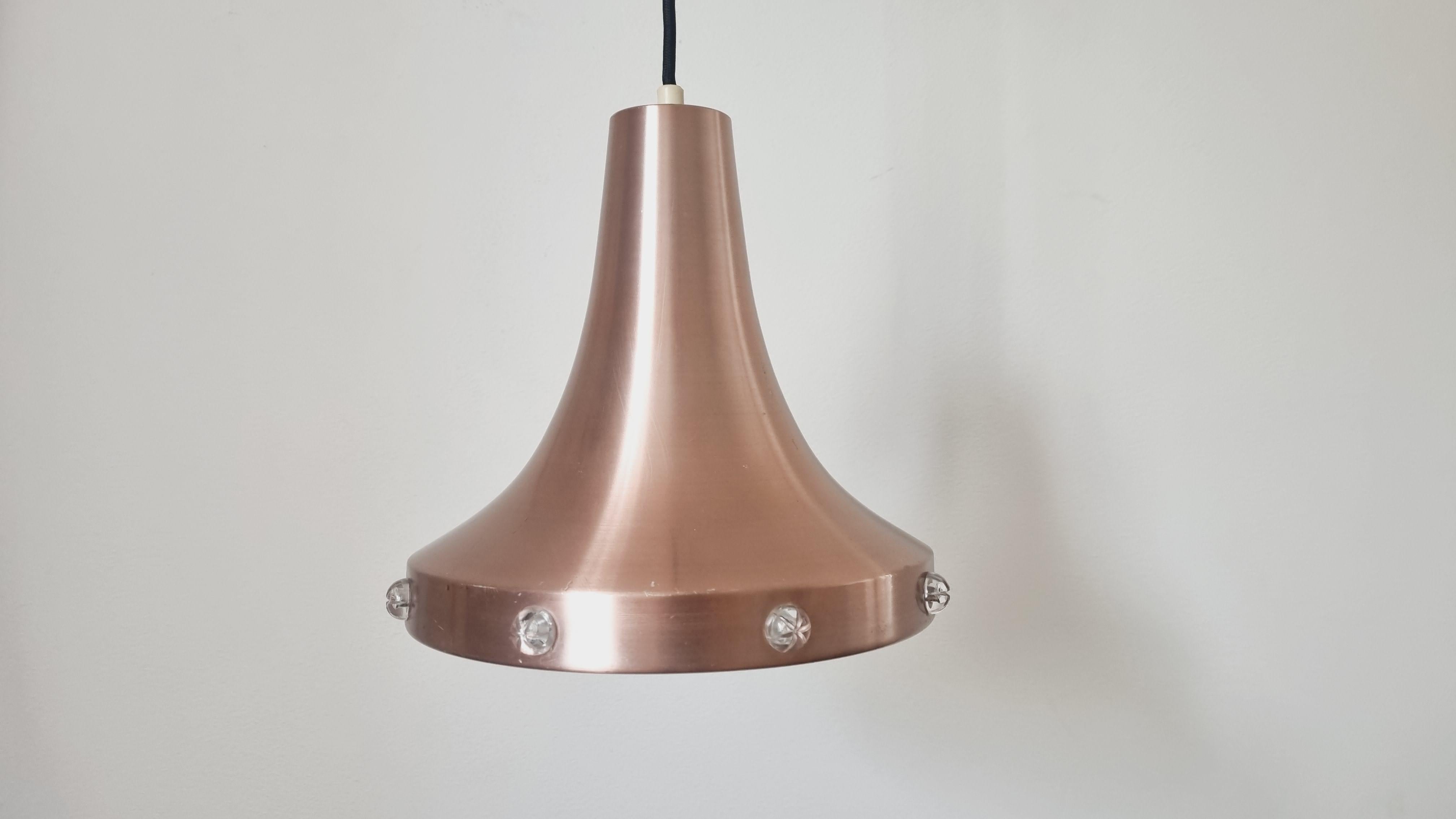 Mid-Century Modern Lampe à suspension en cuivre du milieu du siècle Vitrika, Suède, 1970 en vente