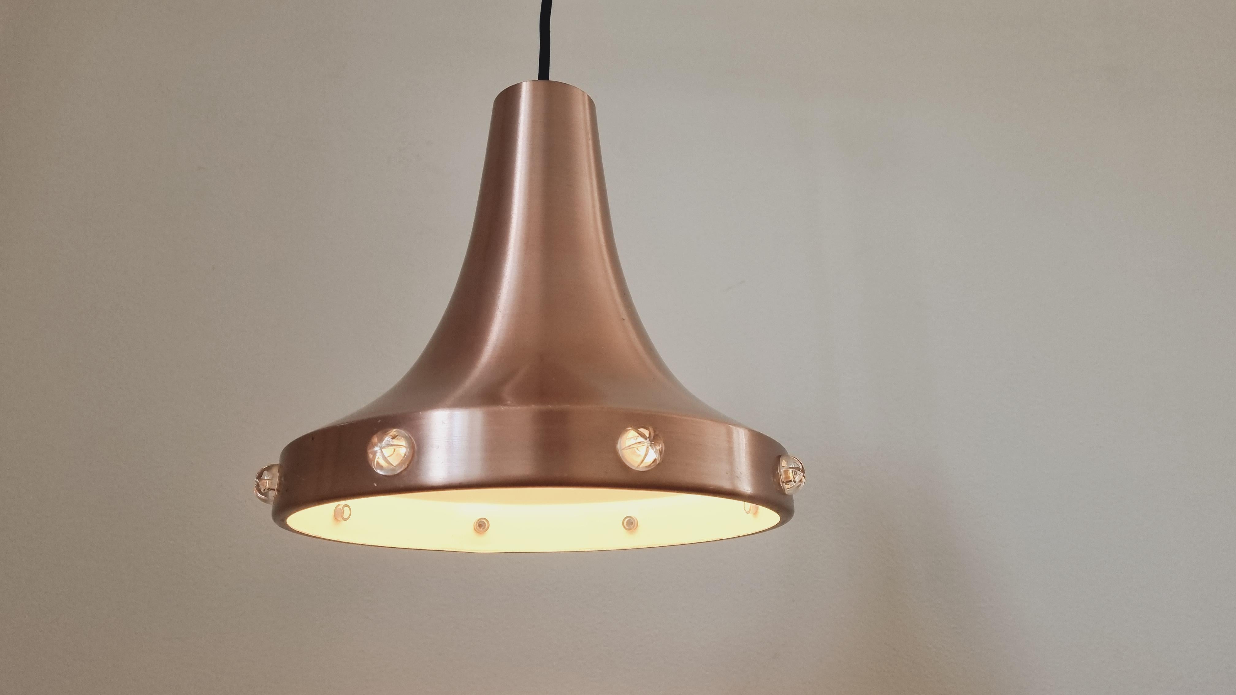 Late 20th Century Midcentury Copper Pendant Vitrika, Sweden, 1970s For Sale