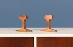 Midcentury Copper Railroad Track Bookends