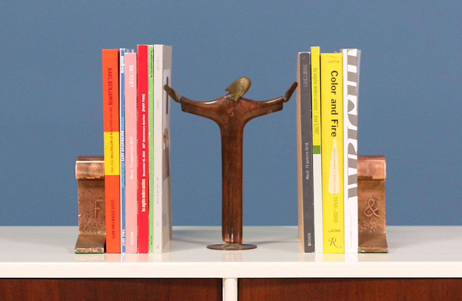 American Midcentury Copper Railroad Track Bookends