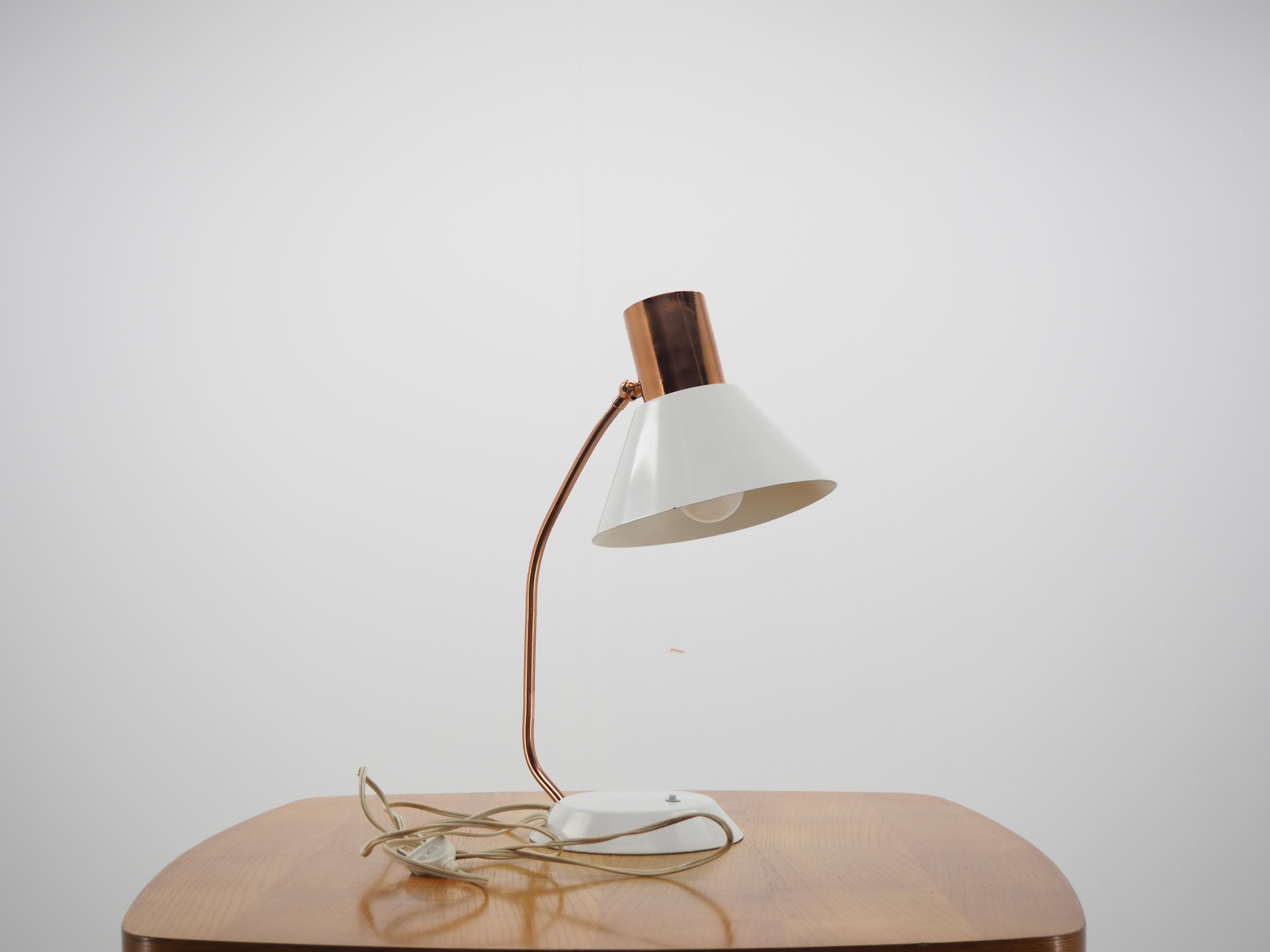 Midcentury Copper Table Lamp, Czechoslovakia, 1970s 4