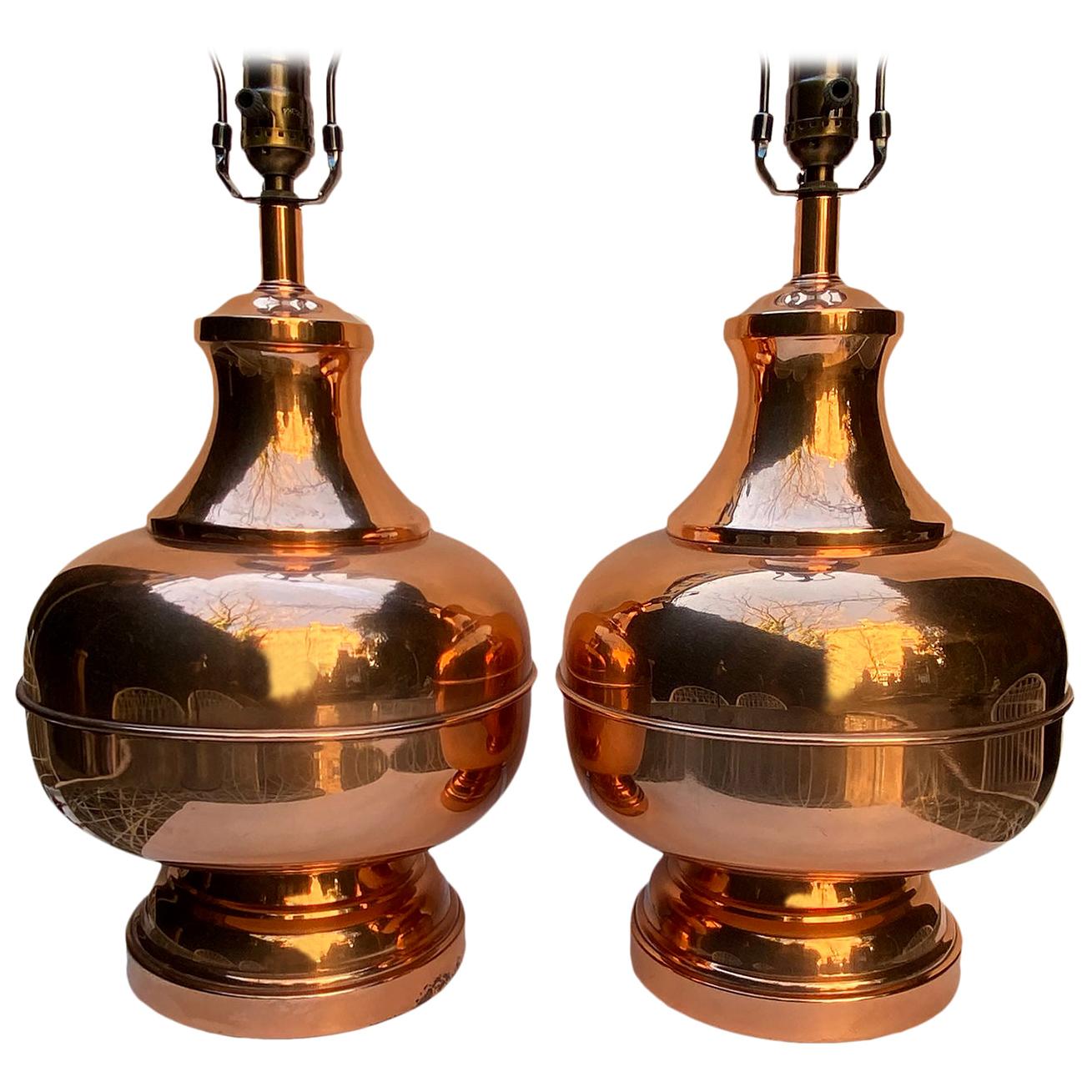 Midcentury Copper Table Lamps