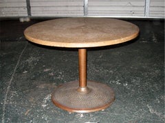 Mid-20th Century Coppered Steel and Travertine Table
