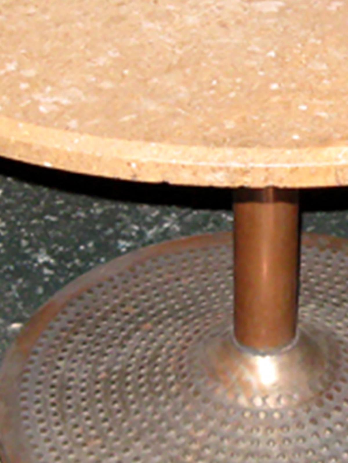 Mid-20th Century Coppered Steel and Travertine Table For Sale 2