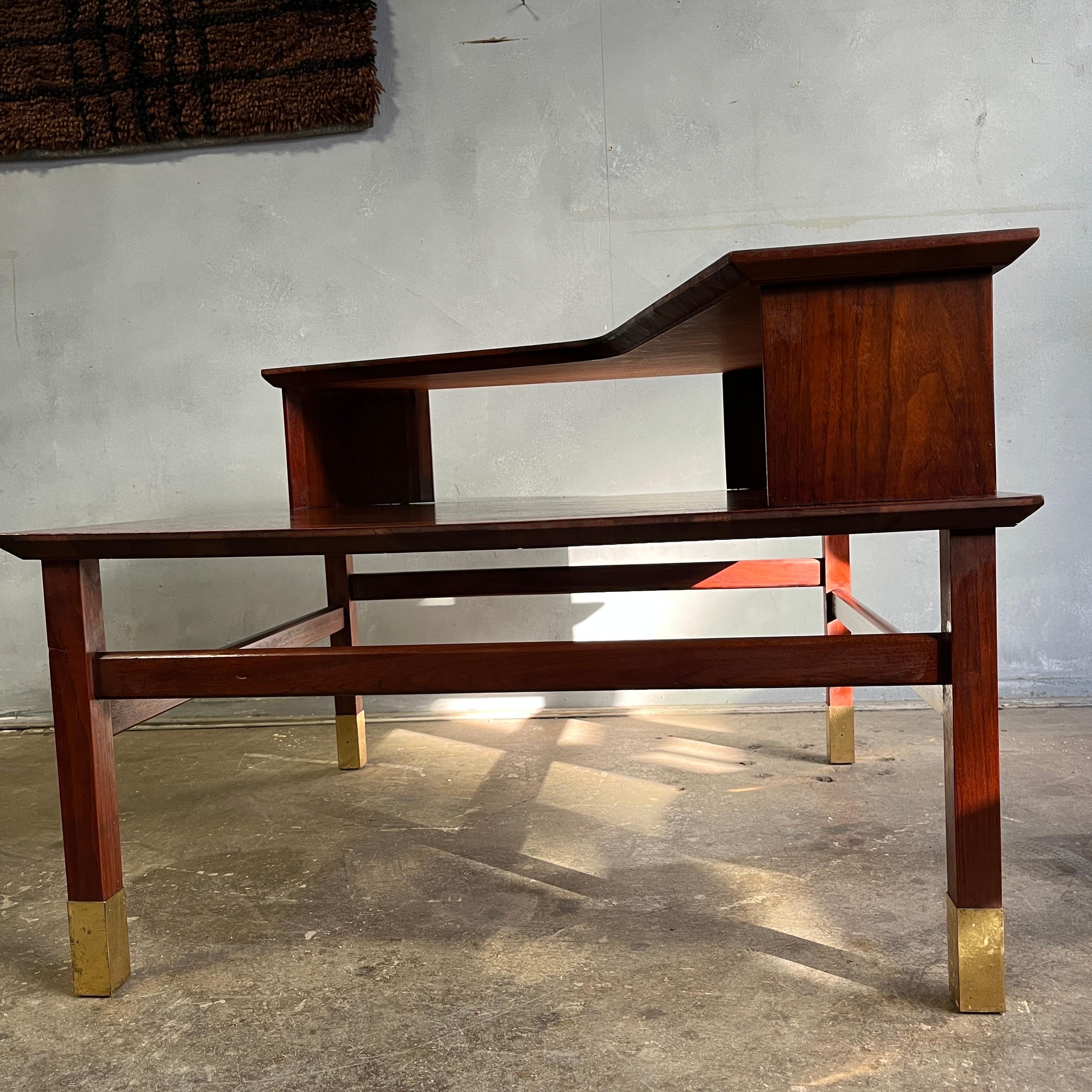 Midcentury Corner Two Tier Table by Founders 1
