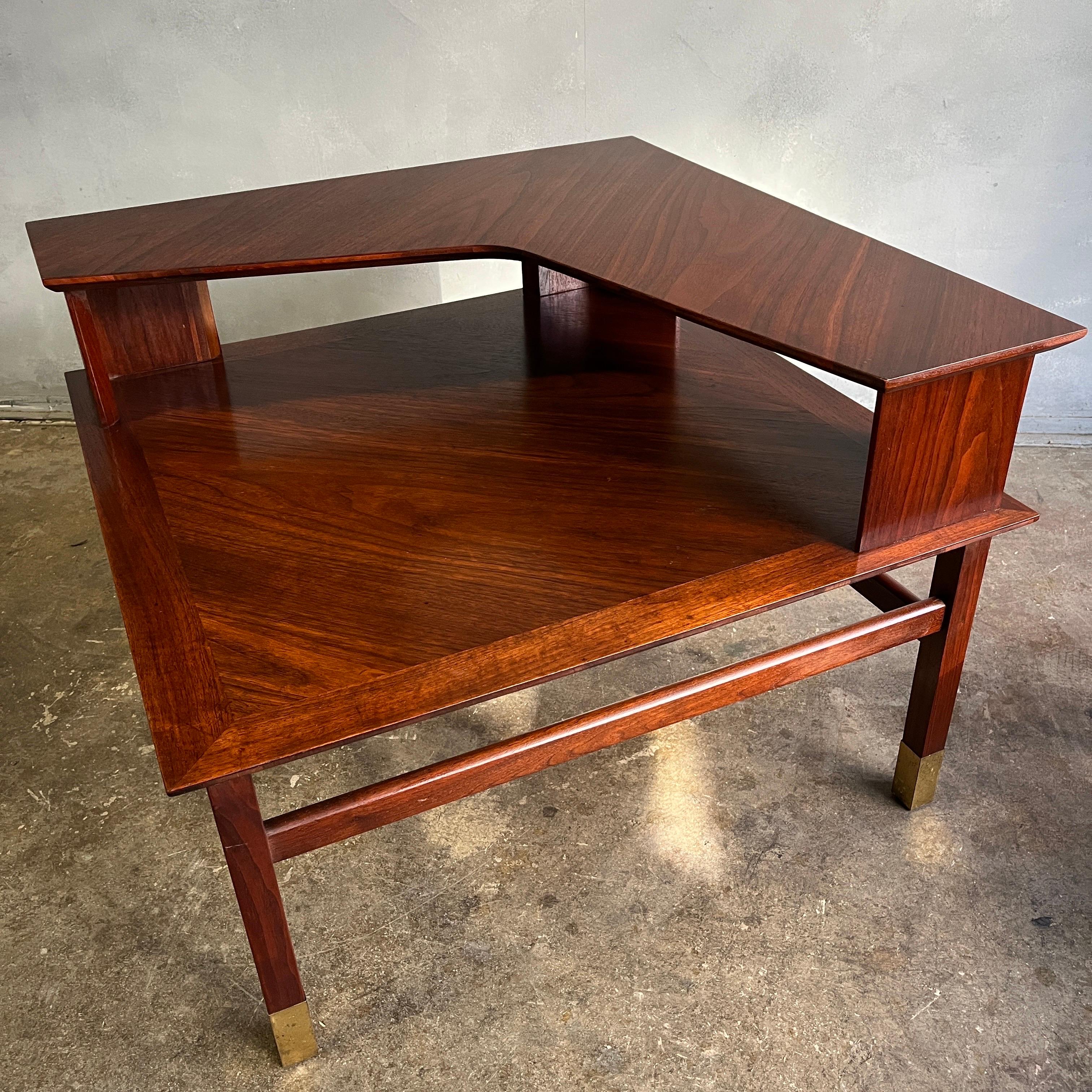 Midcentury Corner Two Tier Table by Founders 2