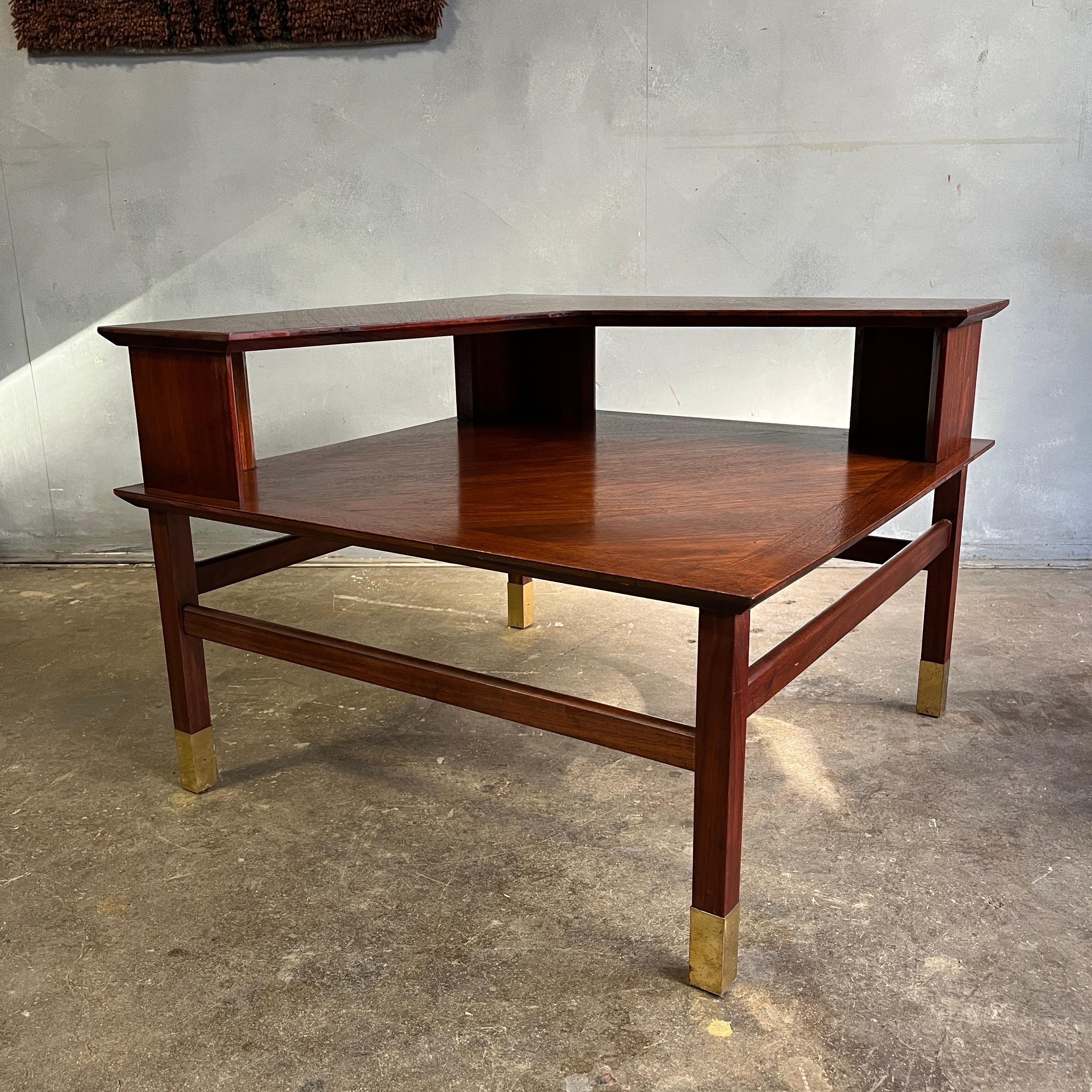 Midcentury Corner Two Tier Table by Founders 7