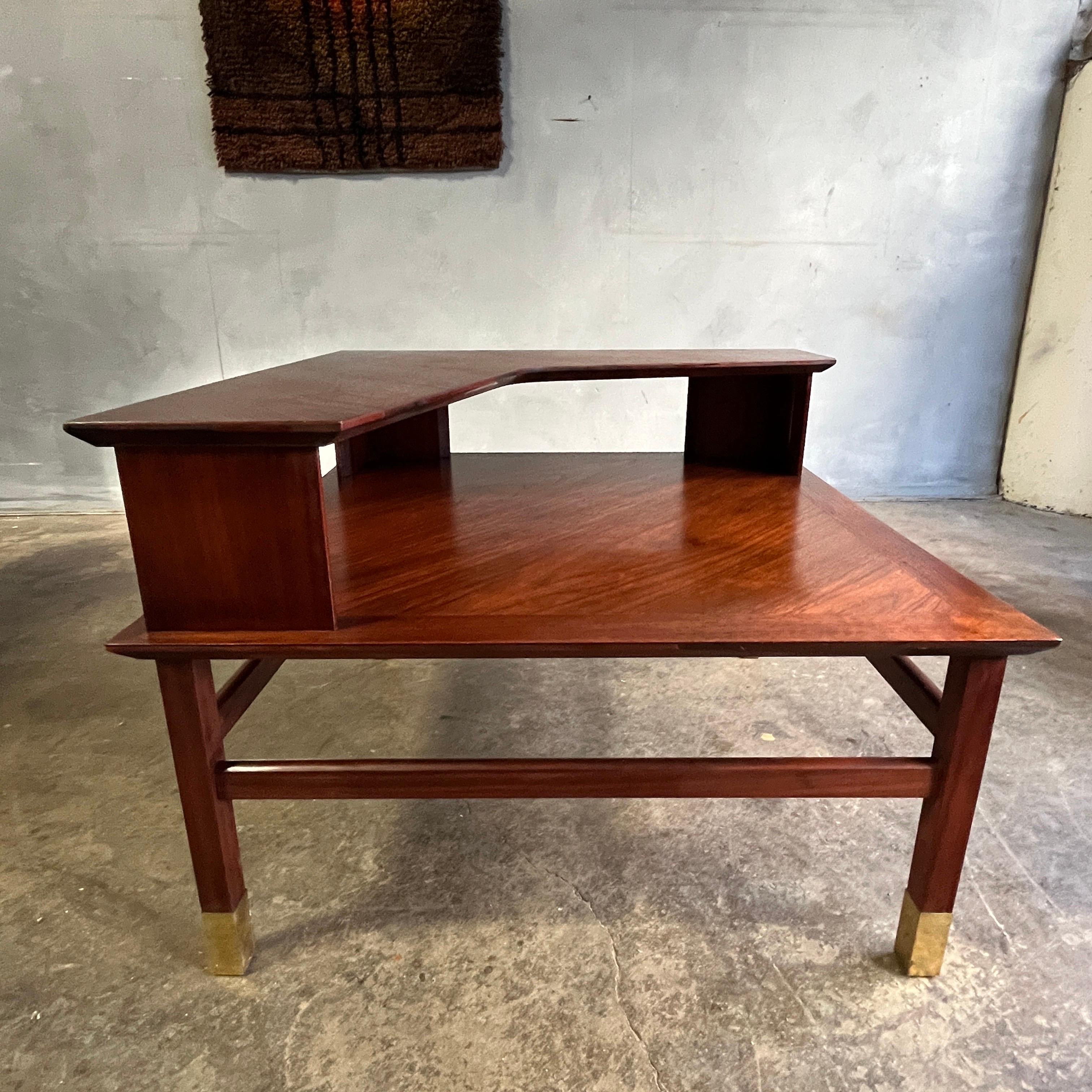 American Midcentury Corner Two Tier Table by Founders
