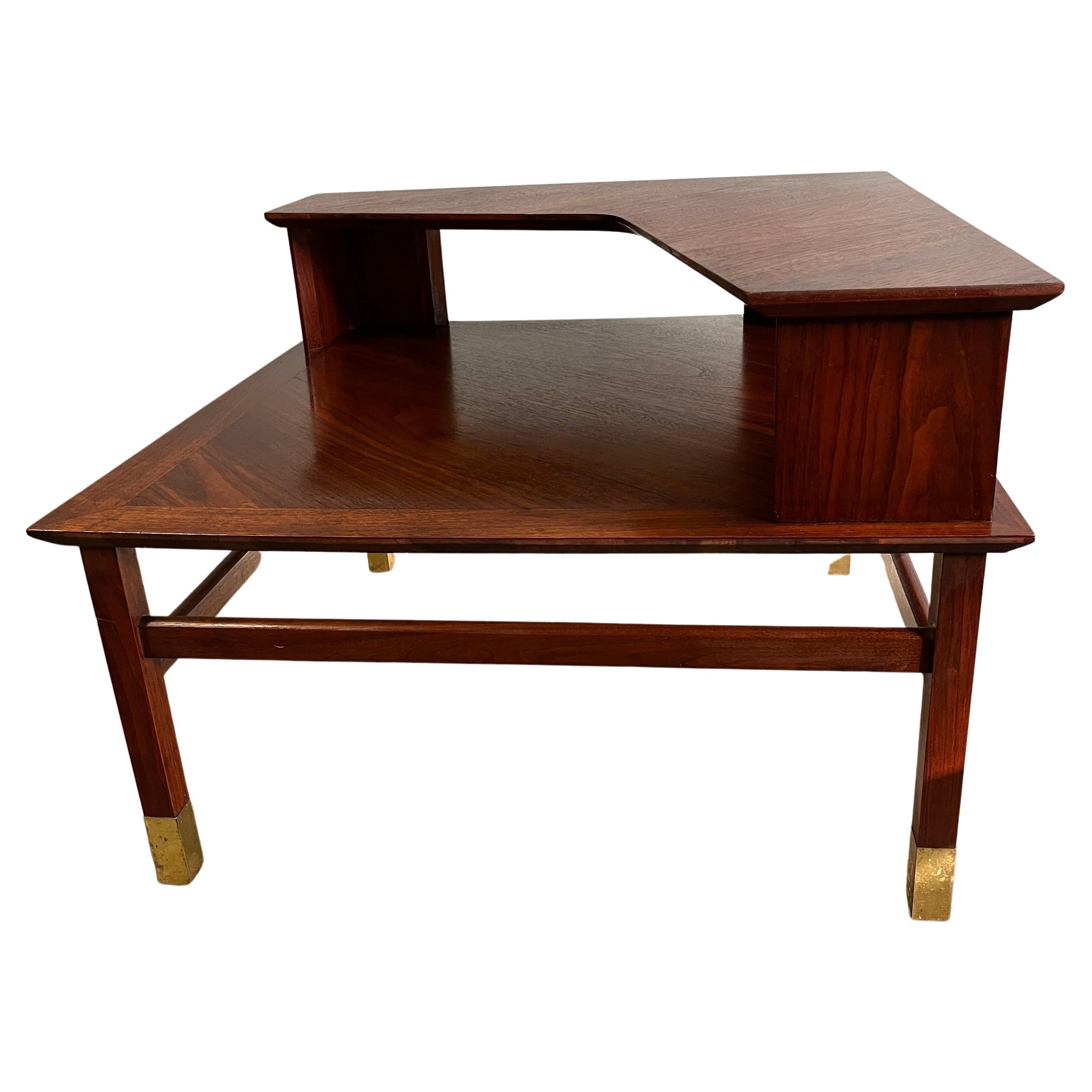 Midcentury Corner Two Tier Table by Founders