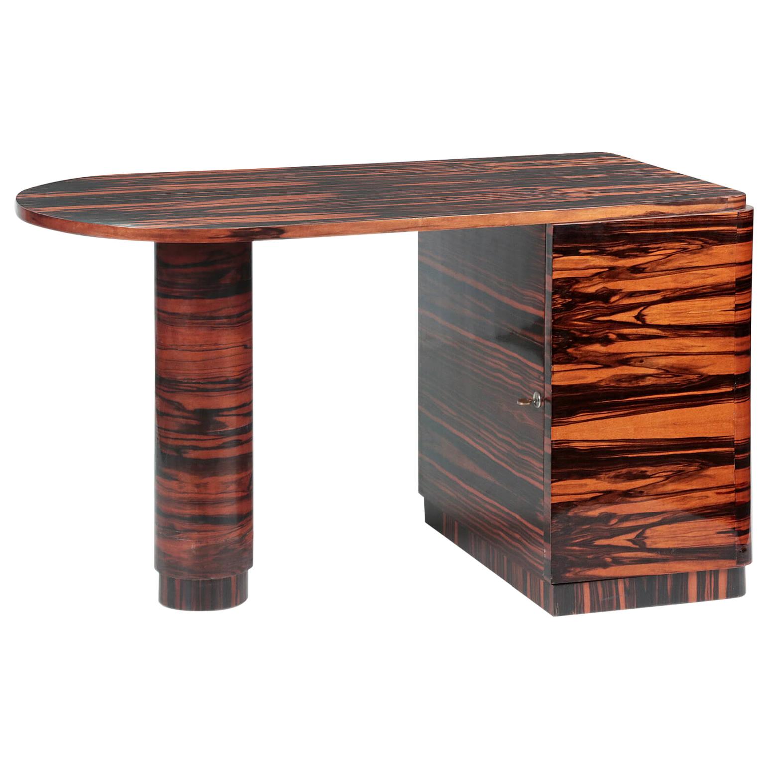 Midcentury Coromandel Ebony Veneered Desk / Side Table
