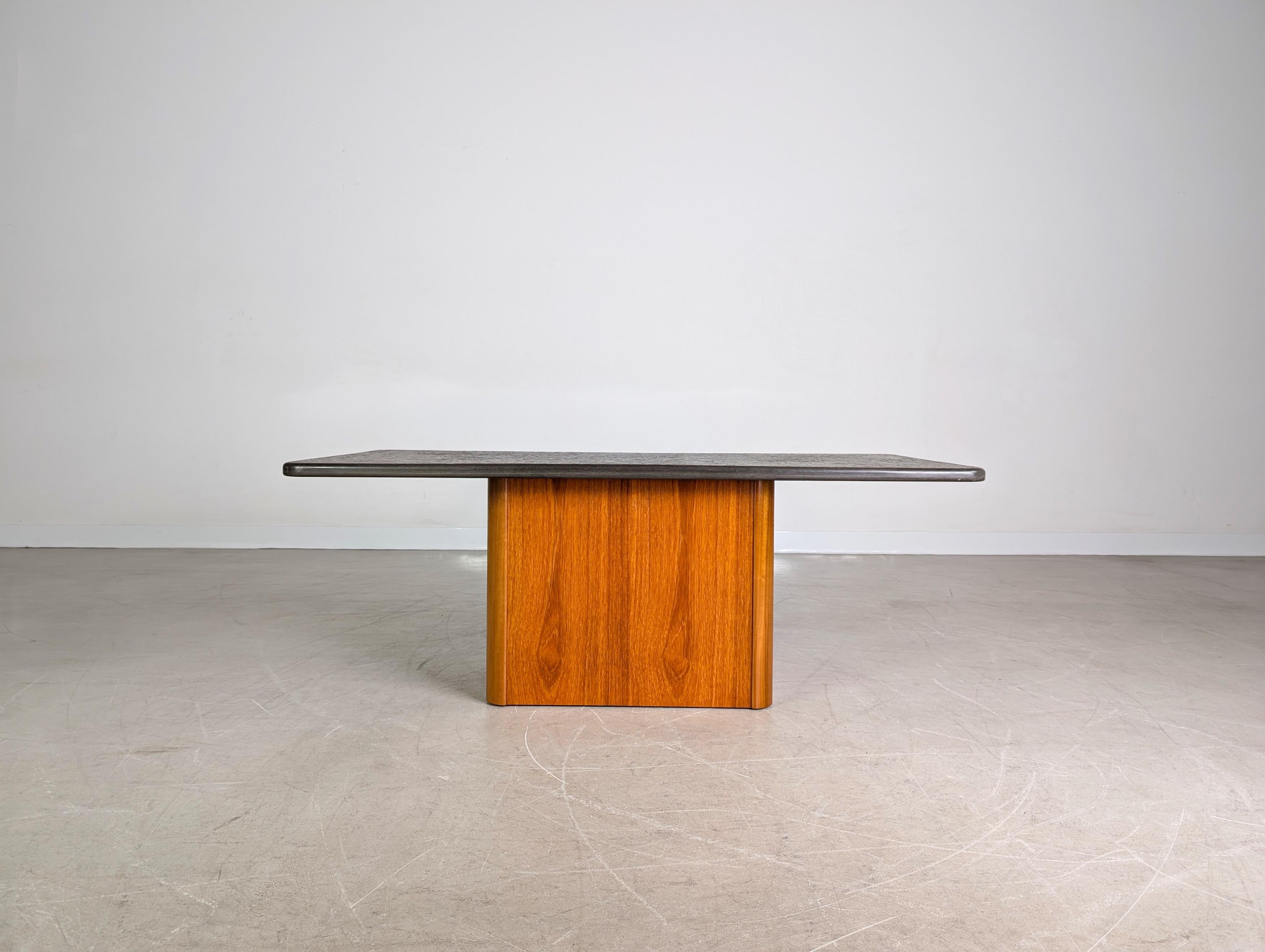 Mid-Century Modern Midcentury Couchtisch Schiefer Coffee Table Teak Vintage 1960 For Sale