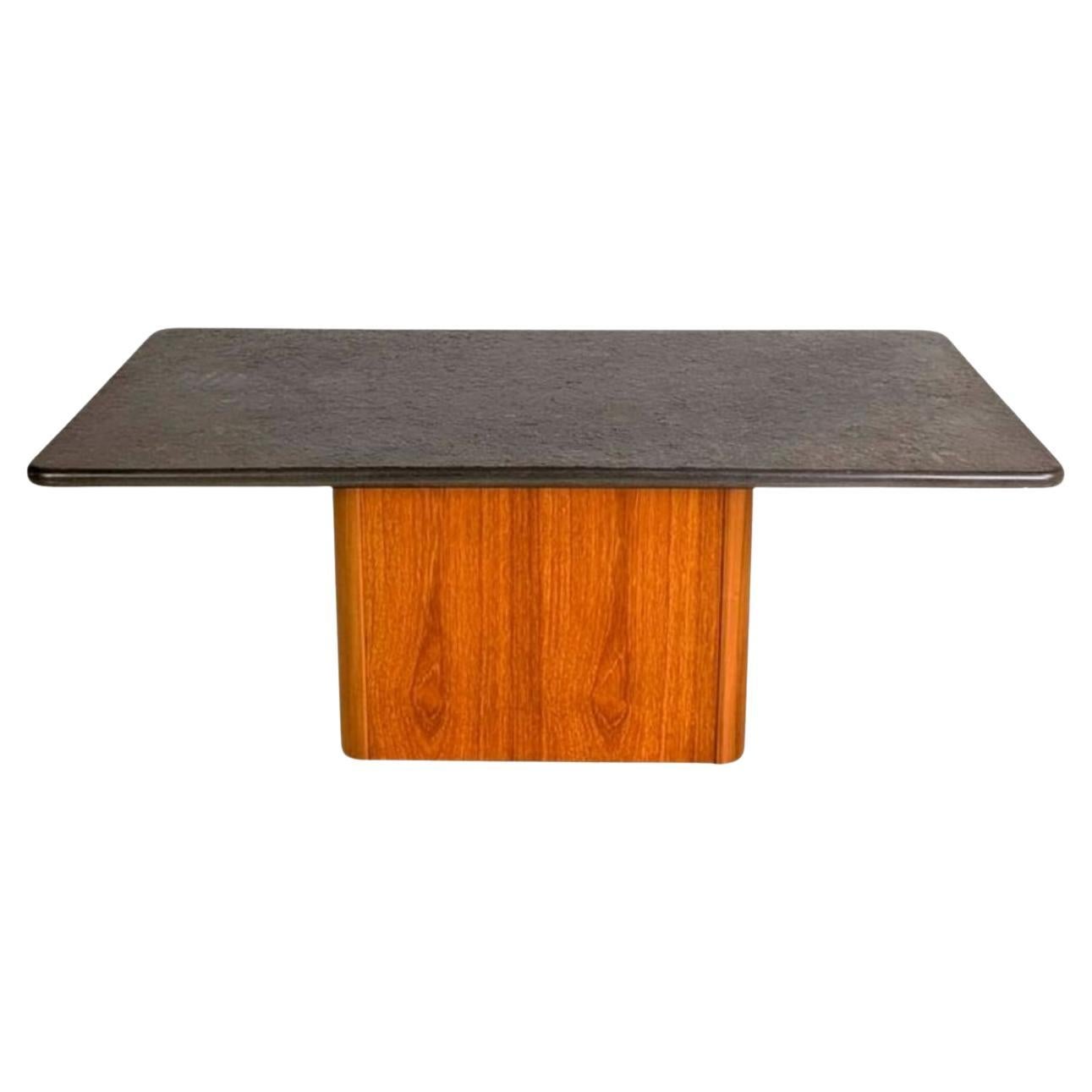 Midcentury Couchtisch Schiefer Coffee Table Teak Vintage 1960 For Sale