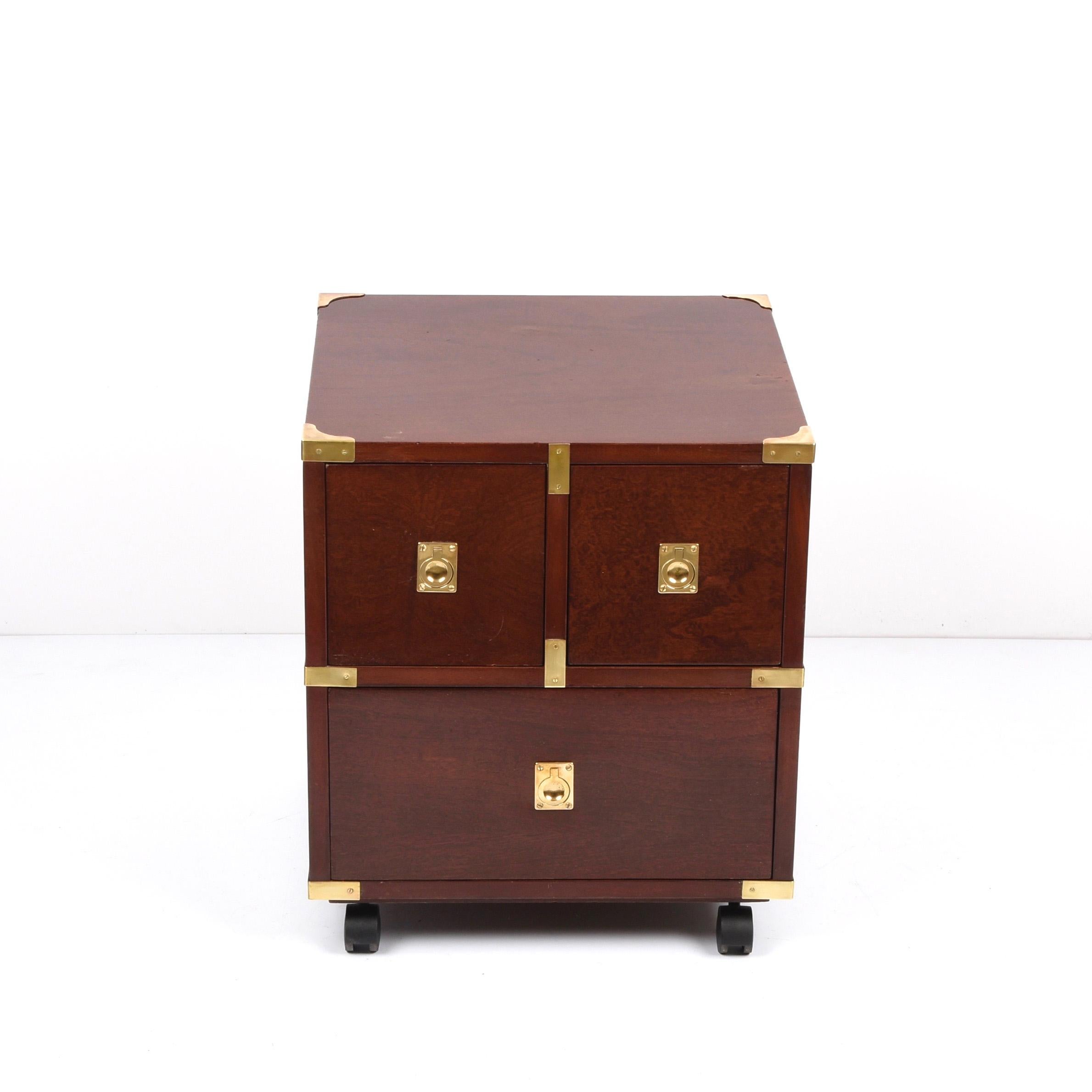 20th Century Midcentury Country Style Wood and Brass English Chest of Drawers, 1960s