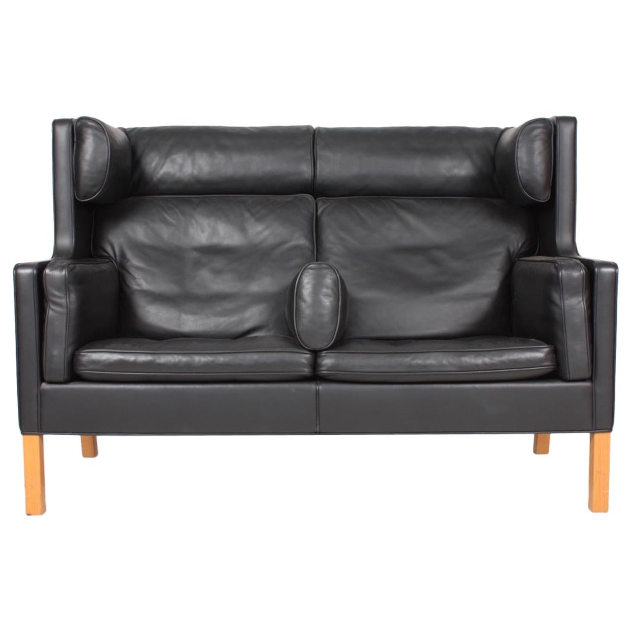 Midcentury "Coupe" Sofa in Leather Designed by Børge Mogensen For Sale