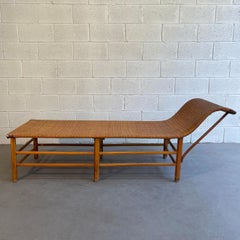 Midcentury Craftsman Rattan Chaise Longue