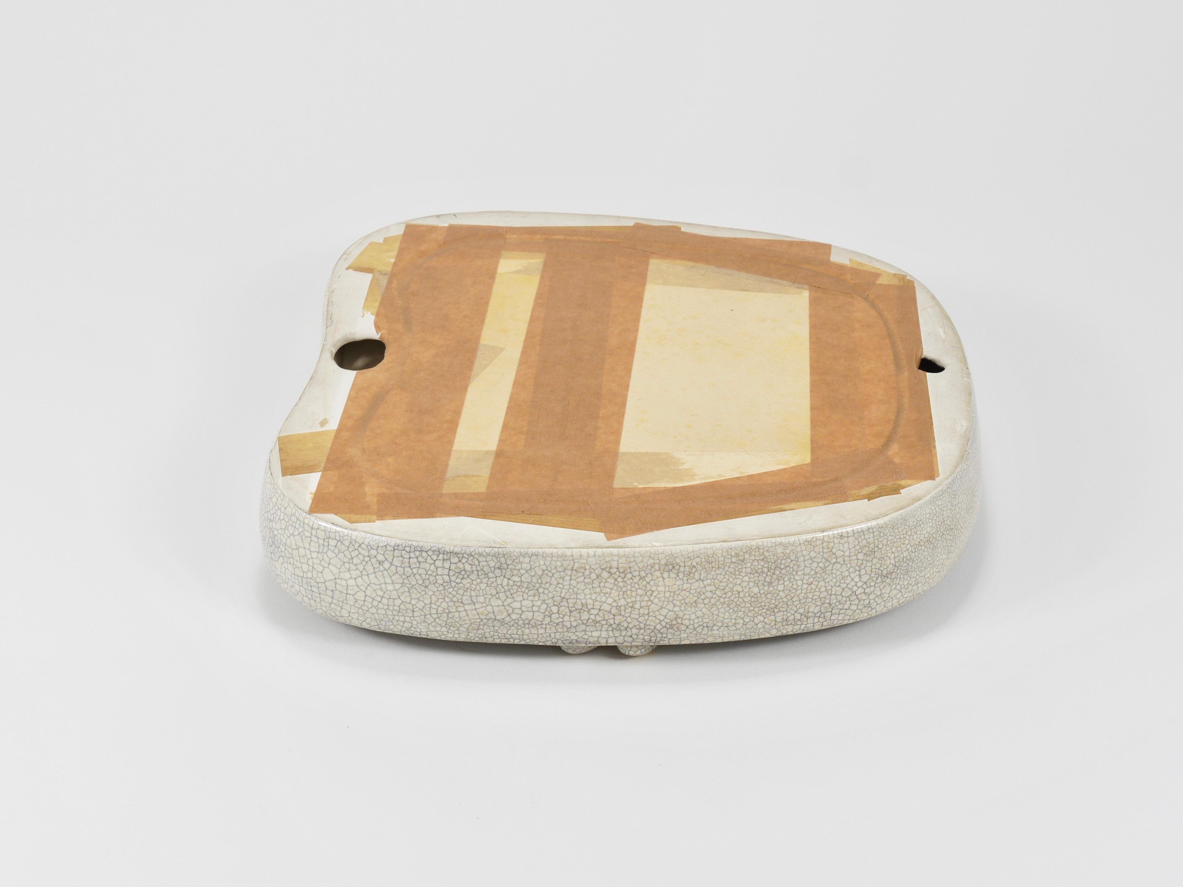 MidCentury Craquelé Gold Leaves Terracotta Wall Mirror by Gmundner Keramik, 1950 7