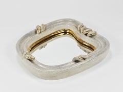 Craquelé-Goldblätter-Terrakotta-Wandspiegel von Gmundner Keramik aus der Jahrhundertmitte, 1950