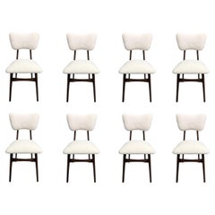 Midcentury Cream Bouclé Butterfly Dining Chairs, Europe, 1960s, Set of Eight