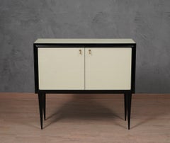 Art Deco Cream Color Glass and Brass SideBoard / DryBar, 1950
