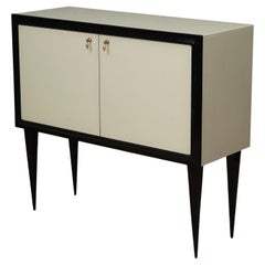 SideBoard / DryBar in vetro e ottone color crema del MidCentury, 1950