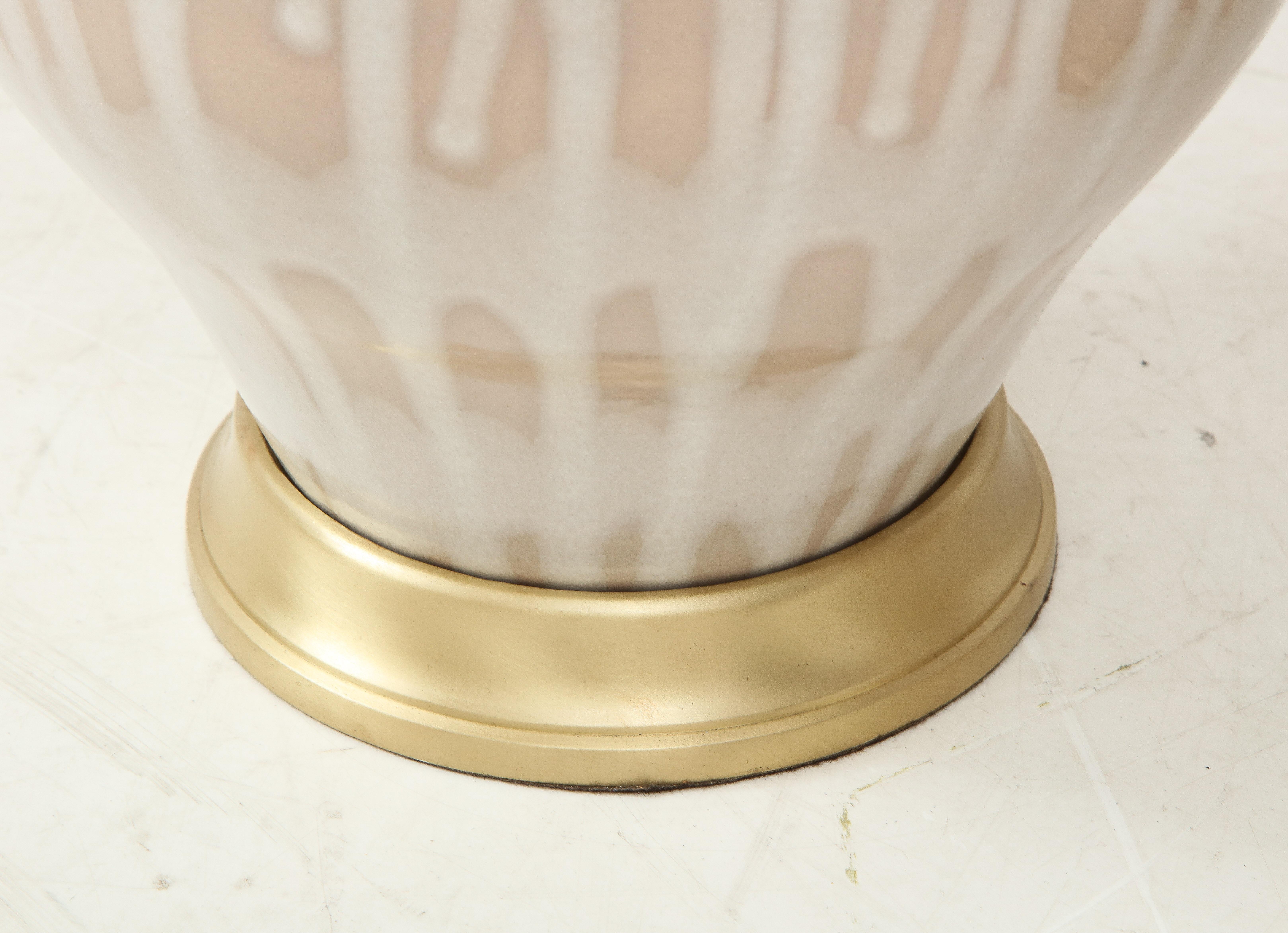 Midcentury Cream, Taupe Ceramic Lamps 3