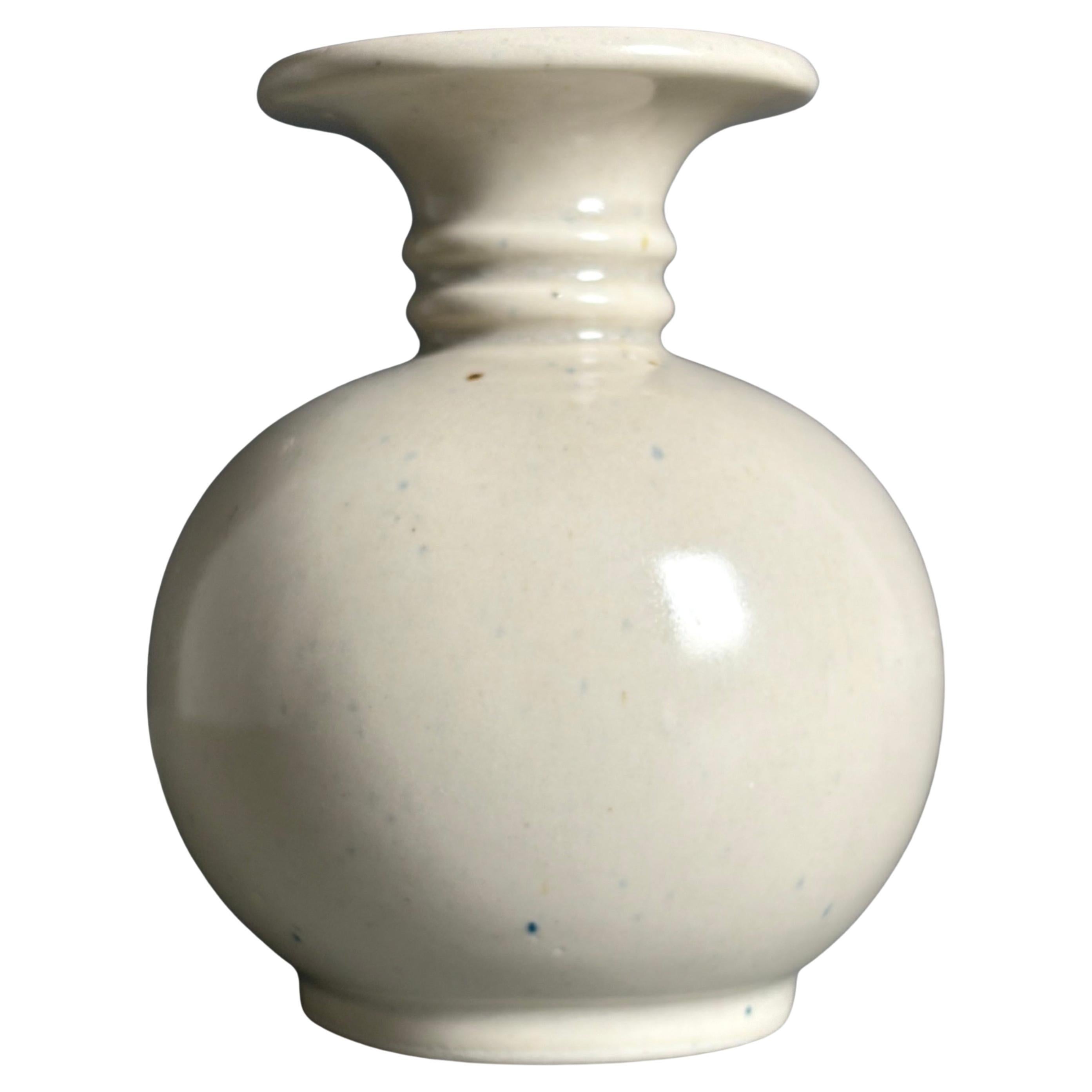Midcentury Cream White Ceramic Vase, 1960s