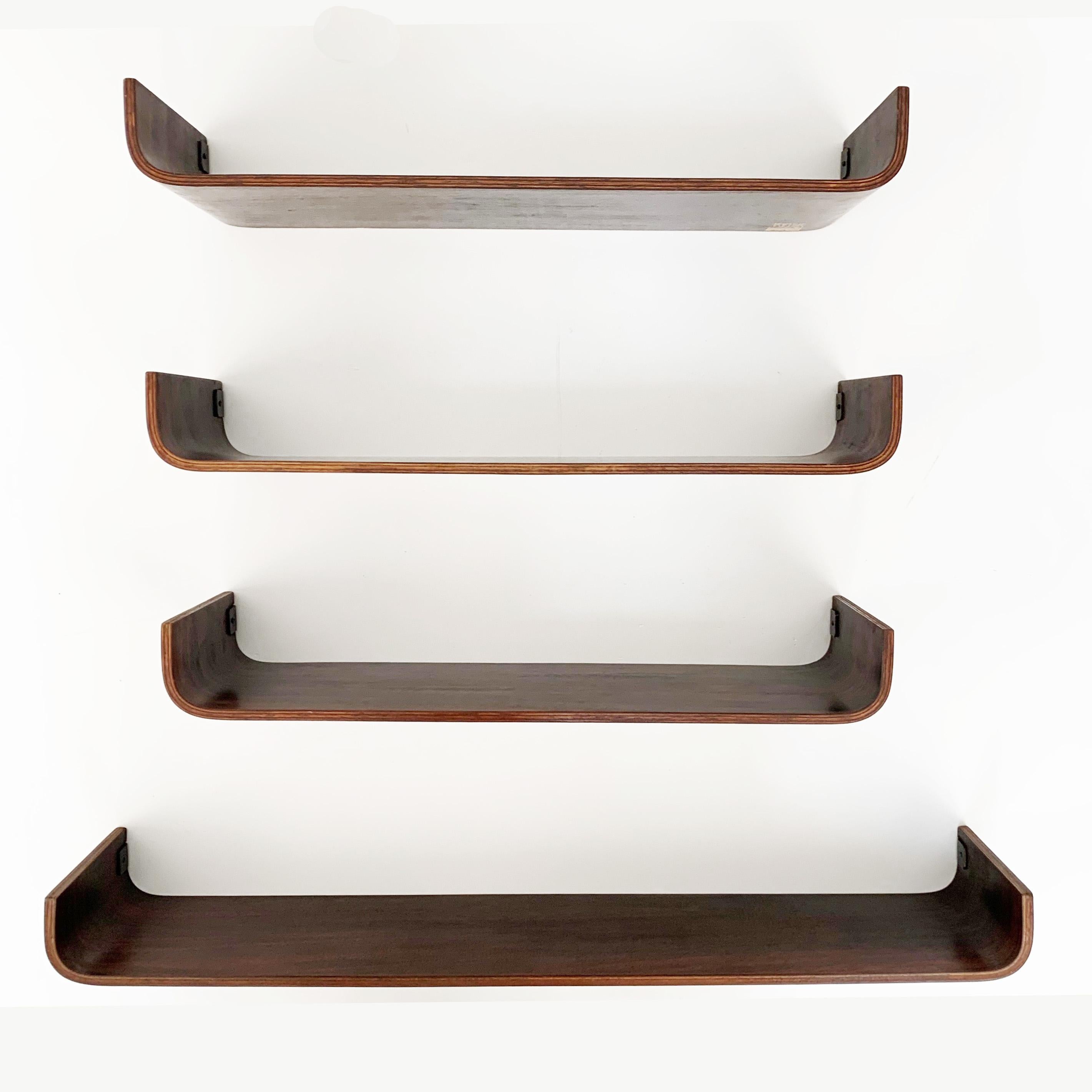 curved wooden shelf