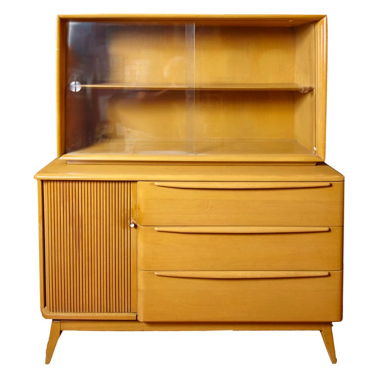 Midcentury Credenza and Hutch by Heywood Wakefield, 1950s at 1stDibs | heywood  wakefield hutch for sale, 1950 hutch, 1950s hutch