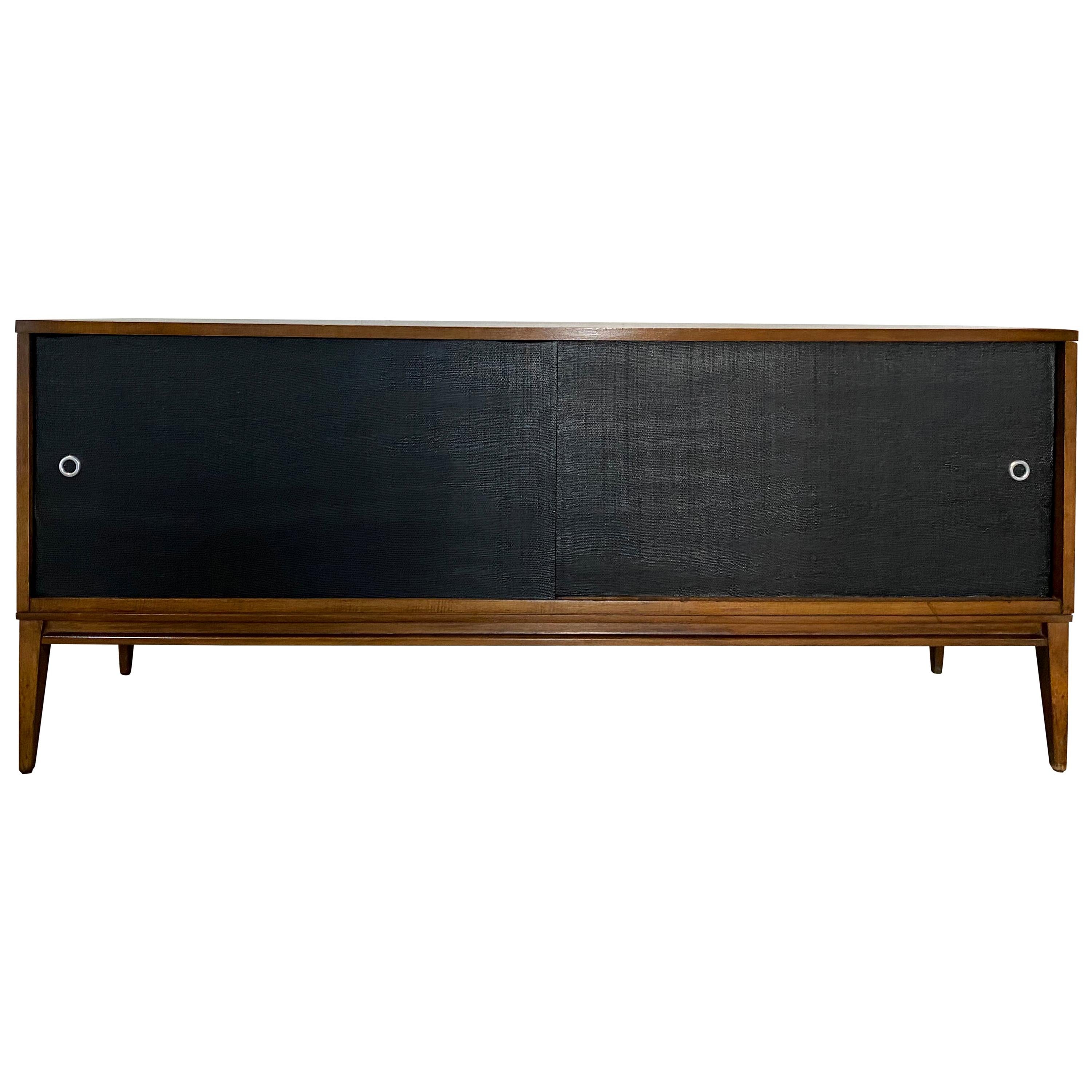 Midcentury Credenza by Paul McCobb Planner Group #1513 Black Doors Walnut